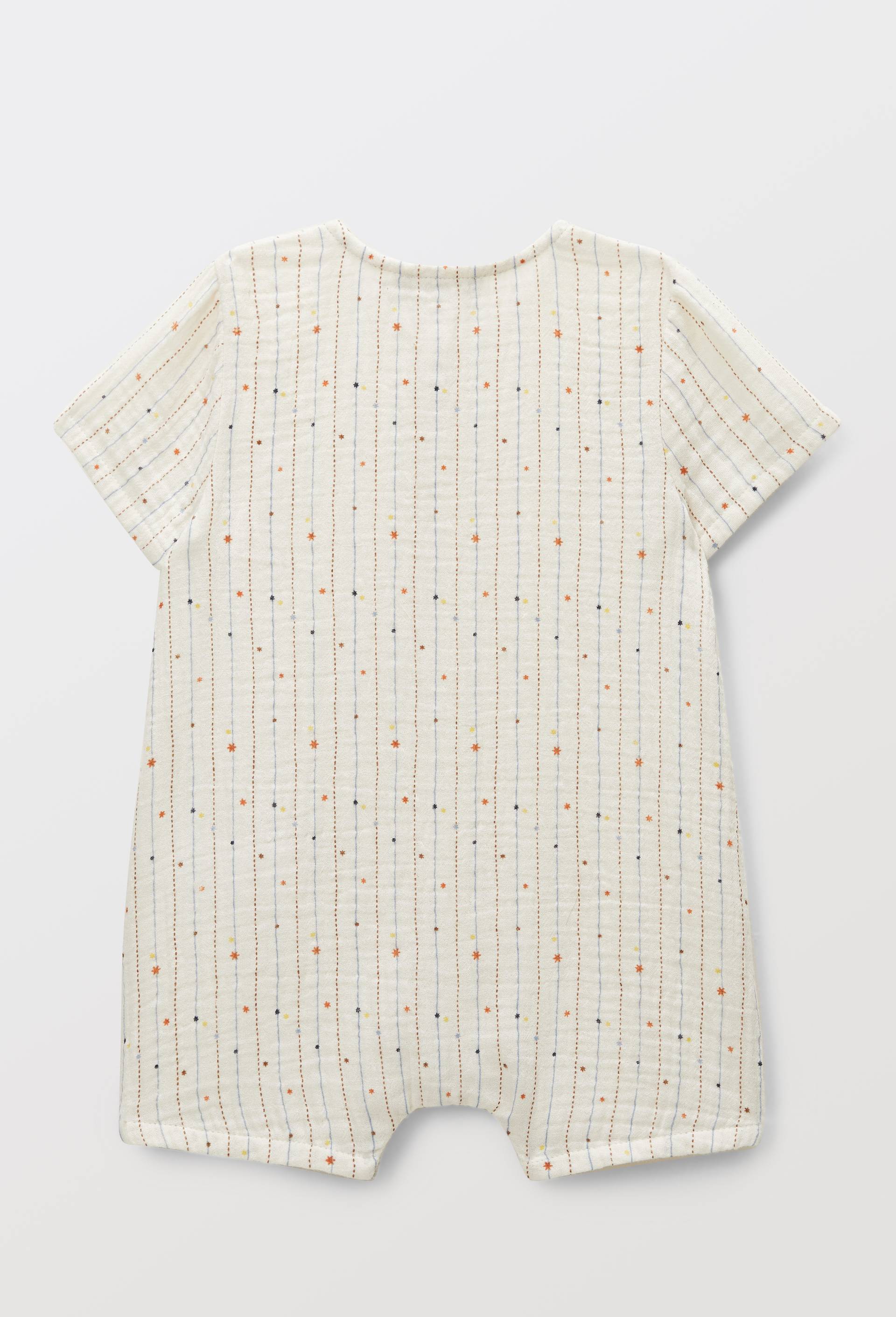 Combinaison courte imprim&eacute;e en gaze de coton BIO GOTS, Beige clair, large image number 3.0