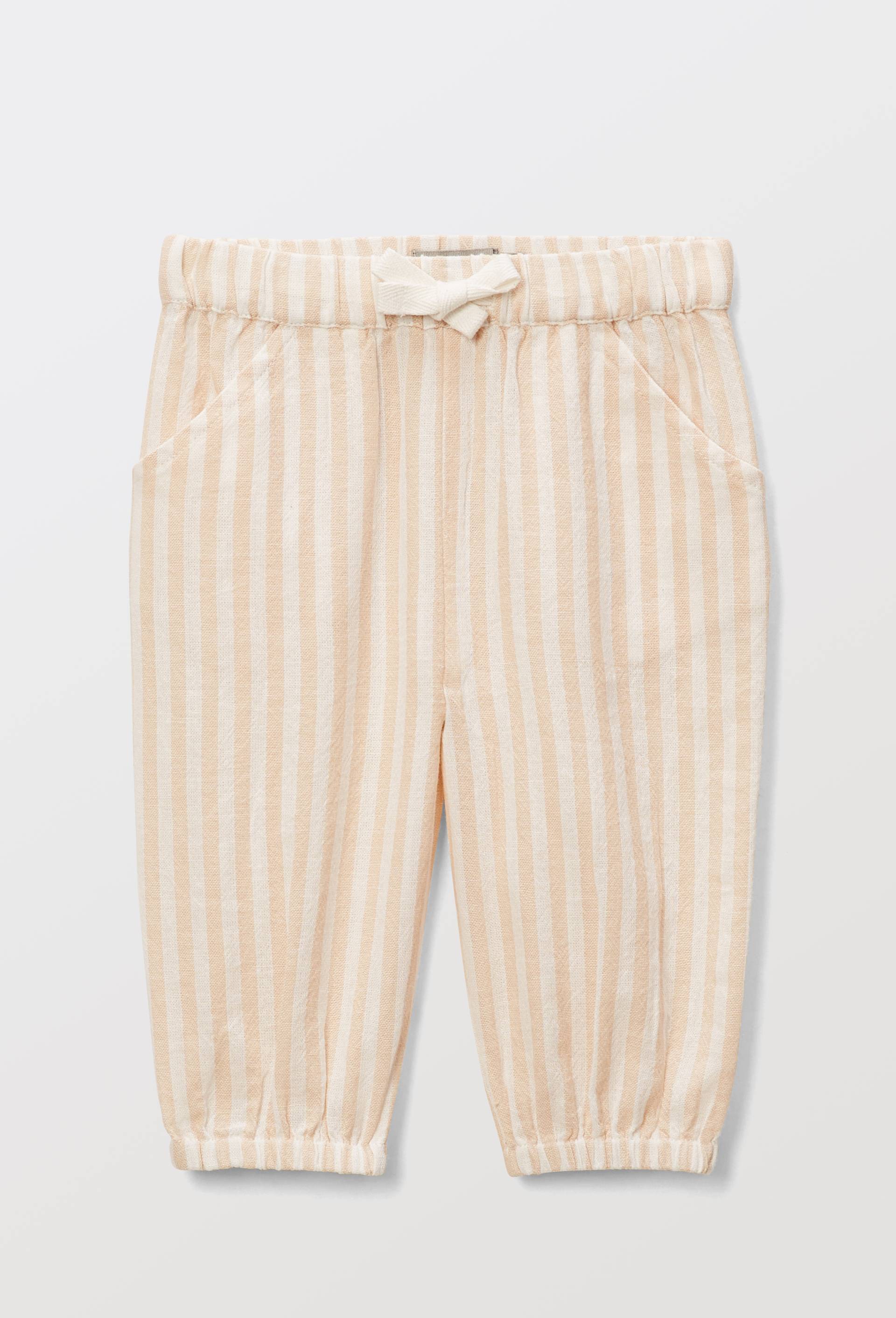 Pantalon long ray&eacute; en coton BIO GOTS, Beige clair, swatch image