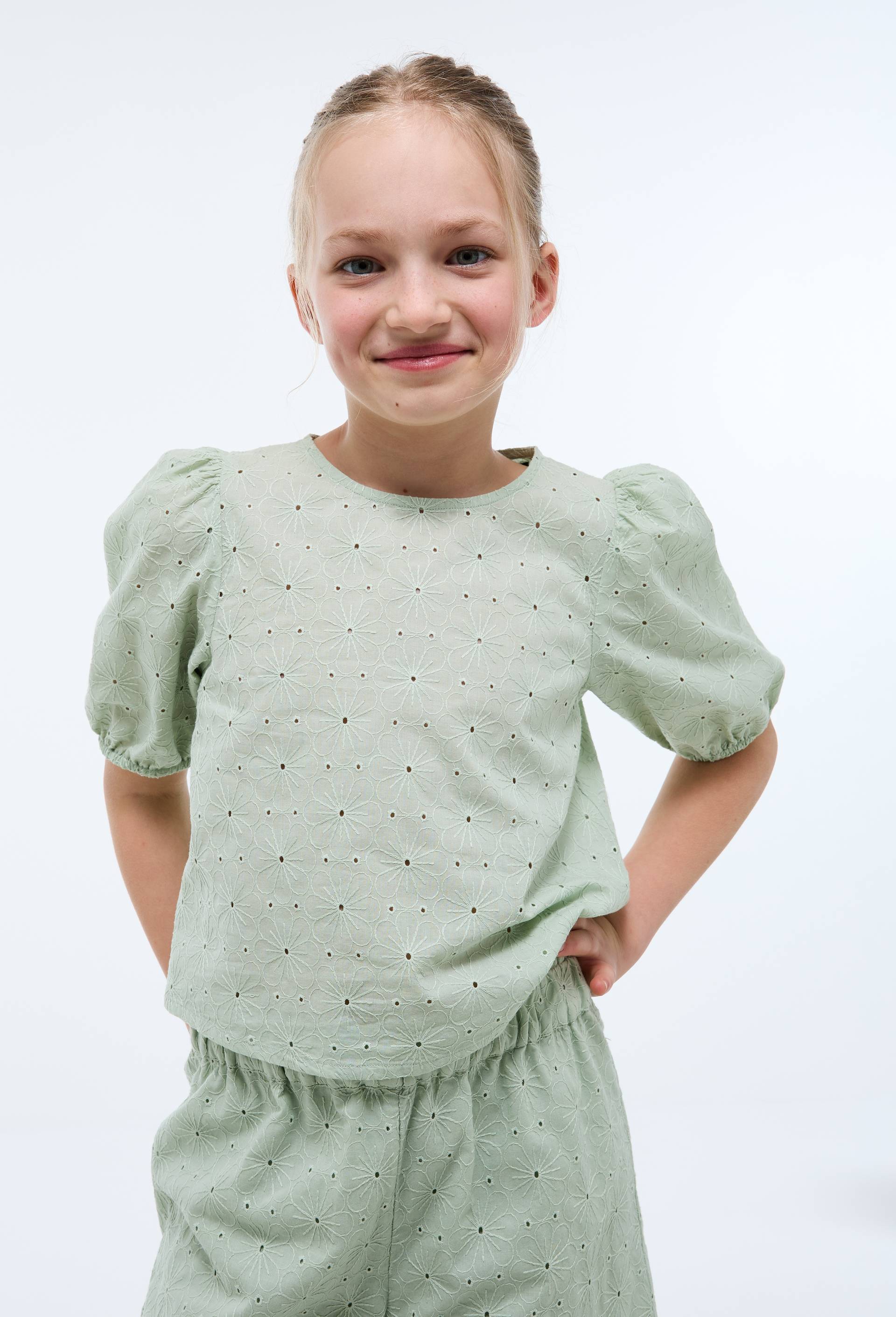 Blouse brod&eacute;e en coton, Vert clair, large image number 0