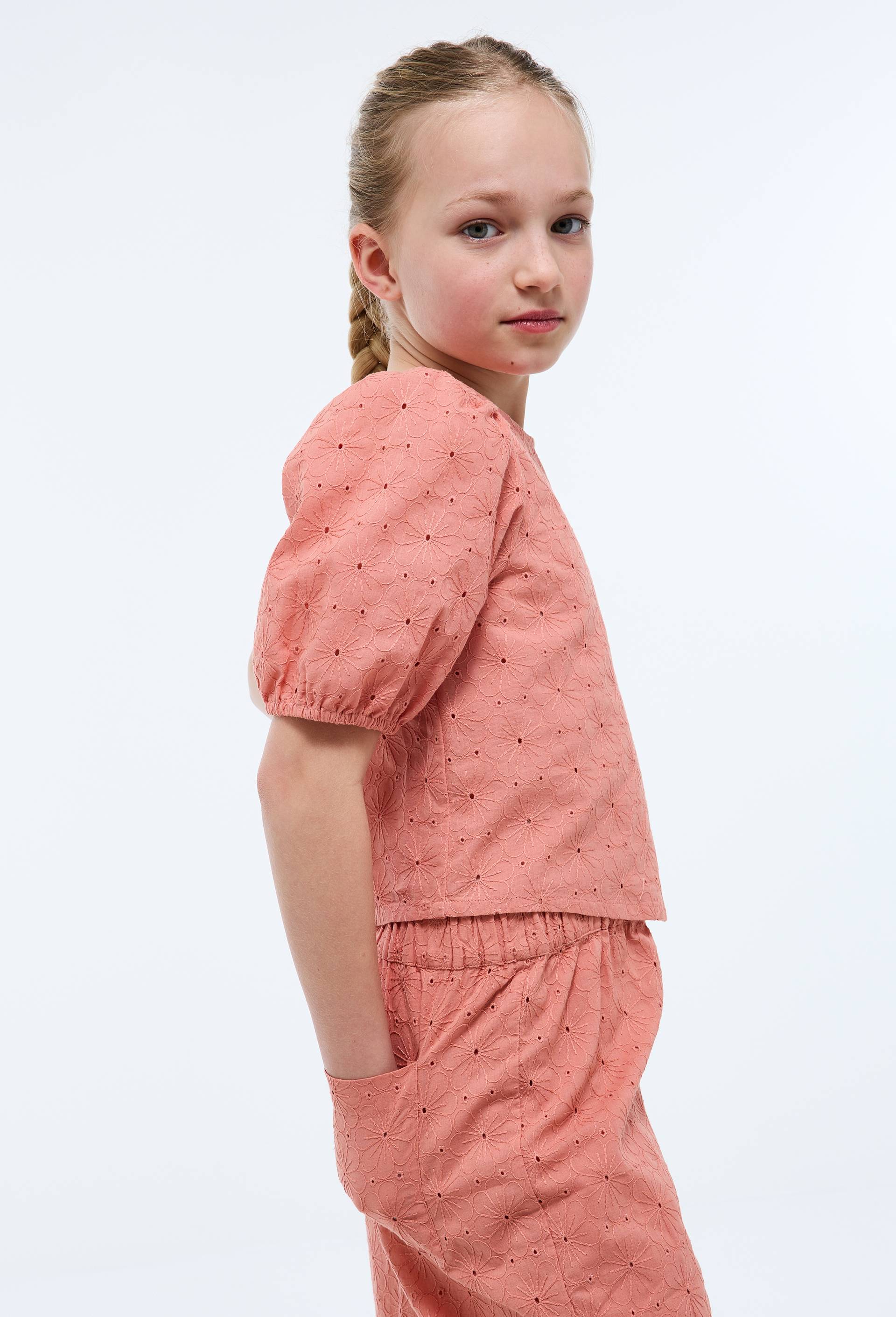 Blouse brod&eacute;e en coton, Rose, large image number 1