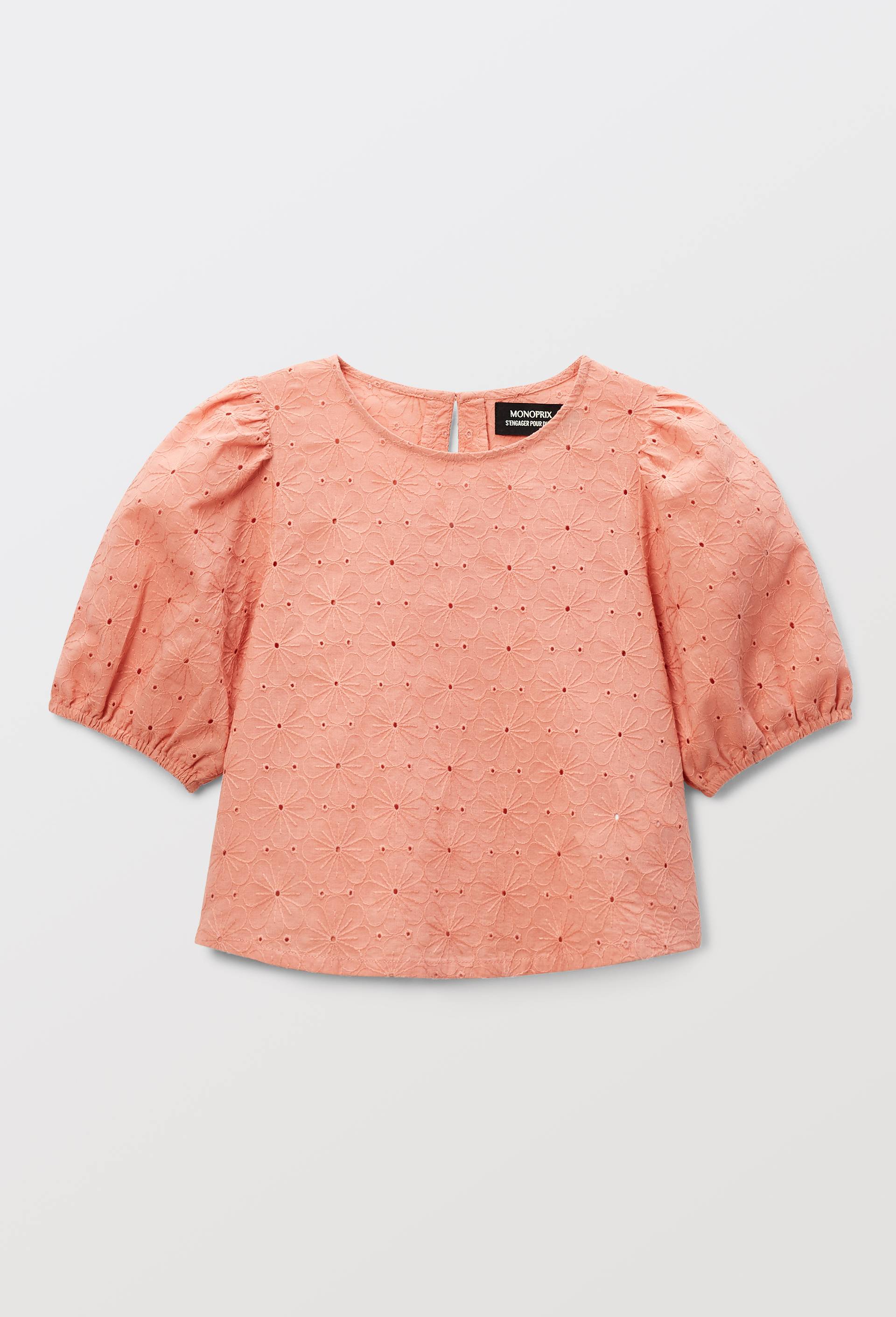 Blouse brod&eacute;e en coton, Rose, large image number 2