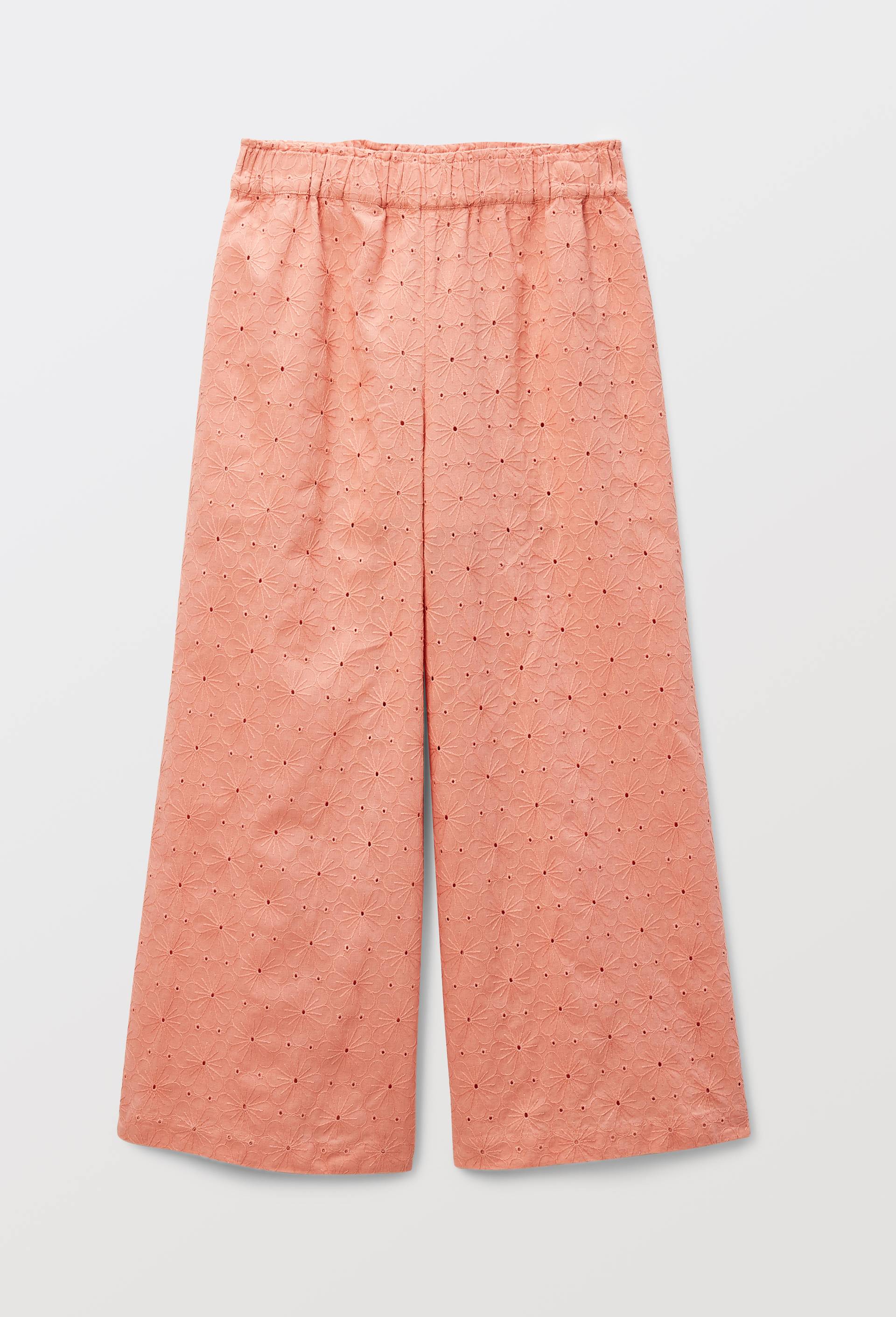 Pantalon brod&eacute; en coton, Rose, large image number 2
