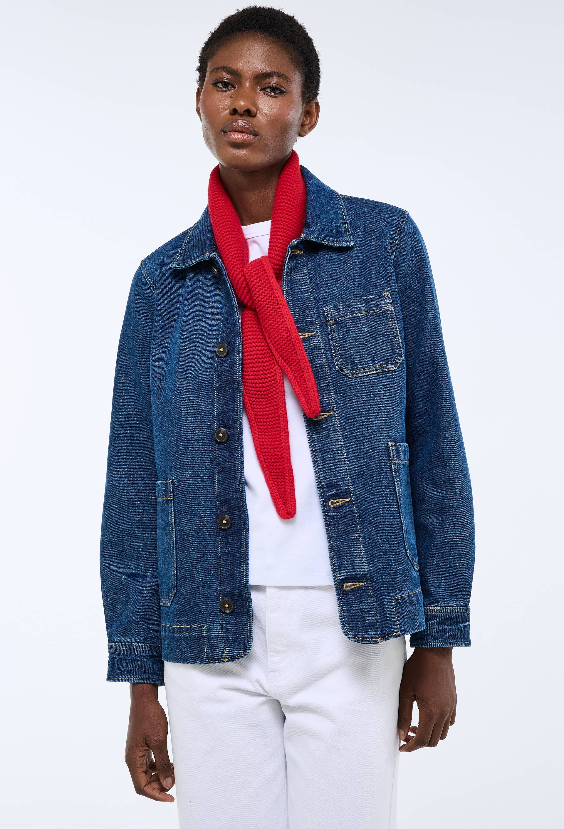 Veste courte en denim, Bleu fonc&eacute;, large image number 0