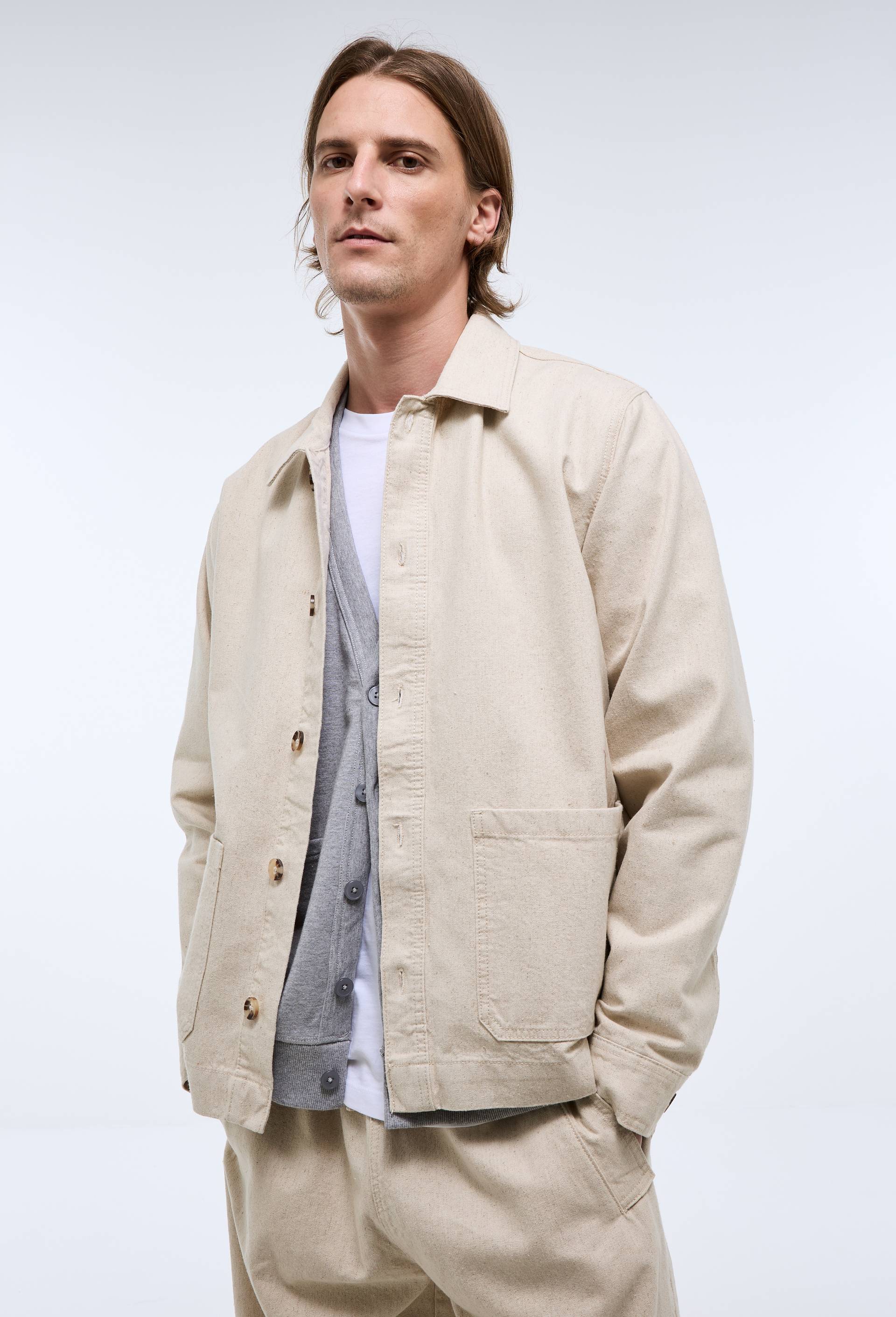 Veste en coton et lin, Ecru, large image number 1