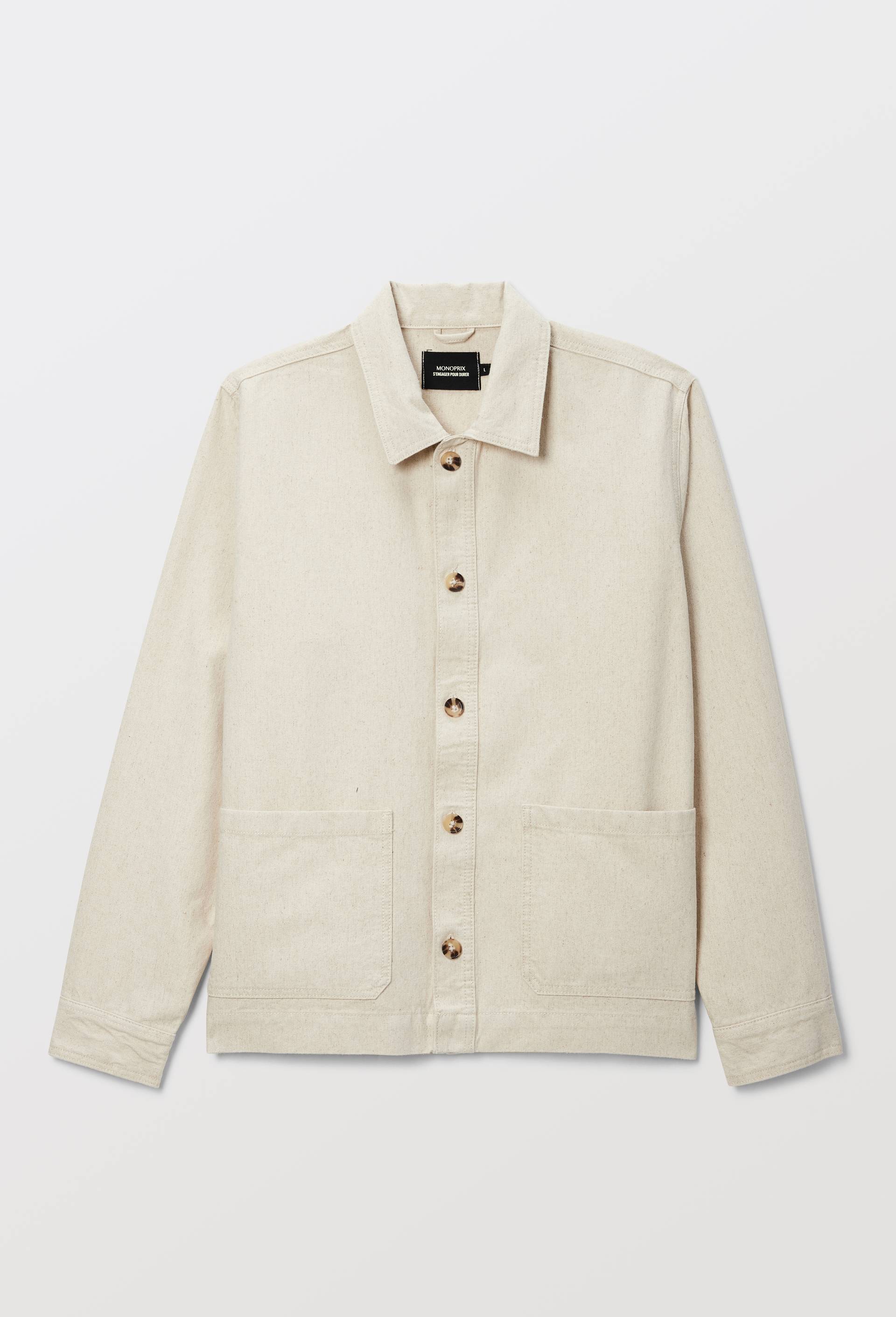 Veste en coton et lin, Ecru, large image number 3.0