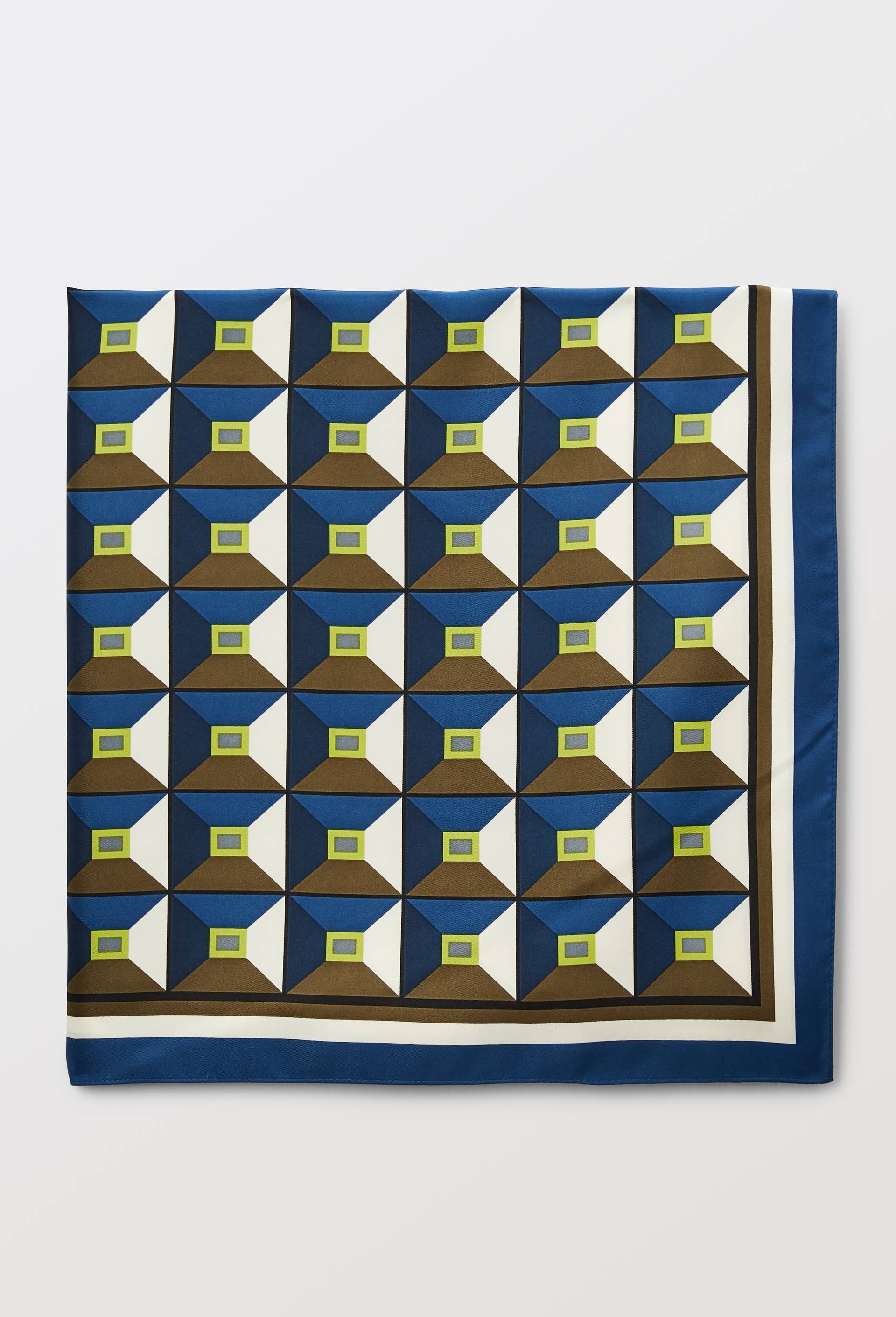 Foulard imprim&eacute;, mati&egrave;re recycl&eacute;e, Bleu fonc&eacute;, large image number 1