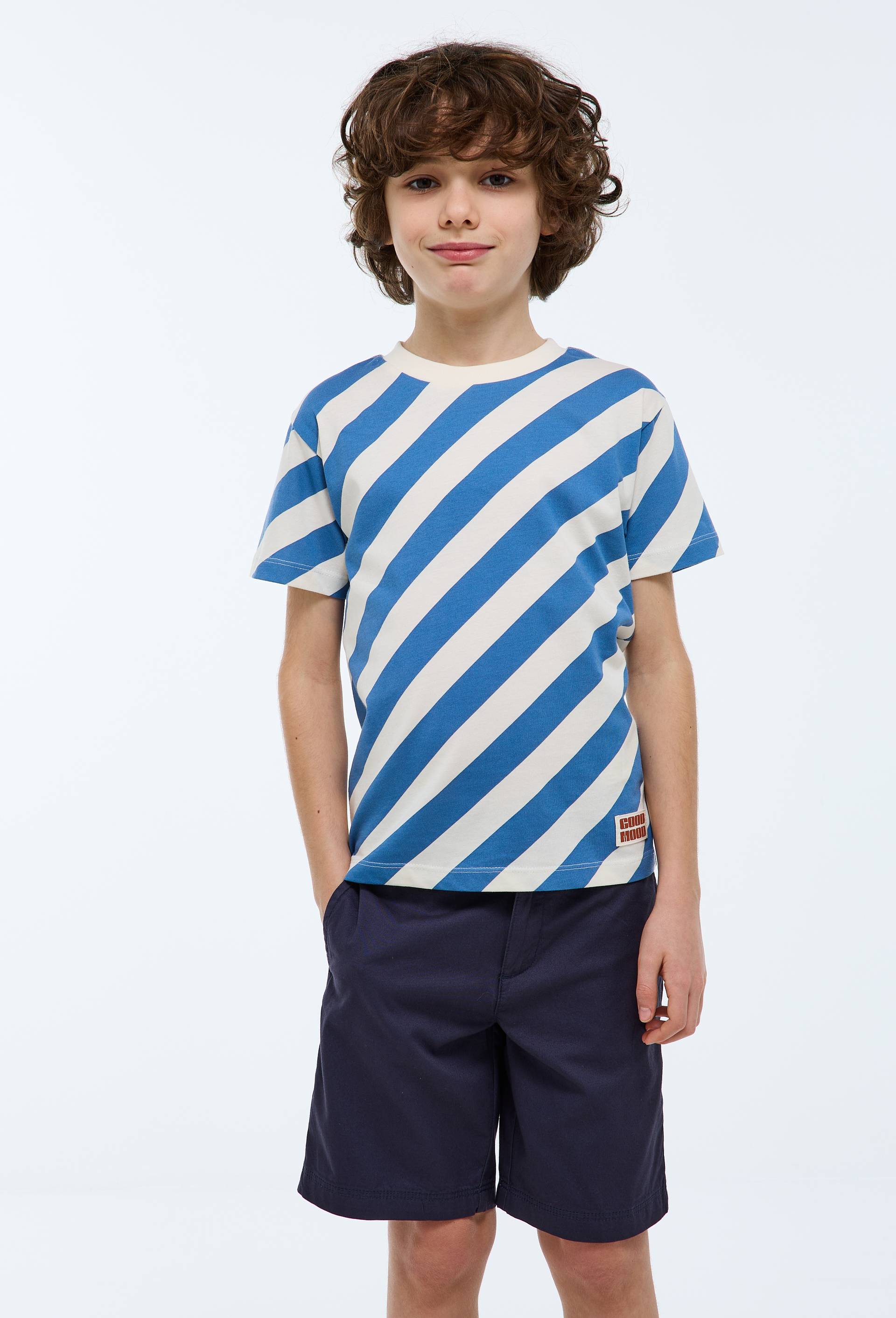 T-shirt manches courtes imprim&eacute; en coton BIO GOTS, Bleu, large image number 1