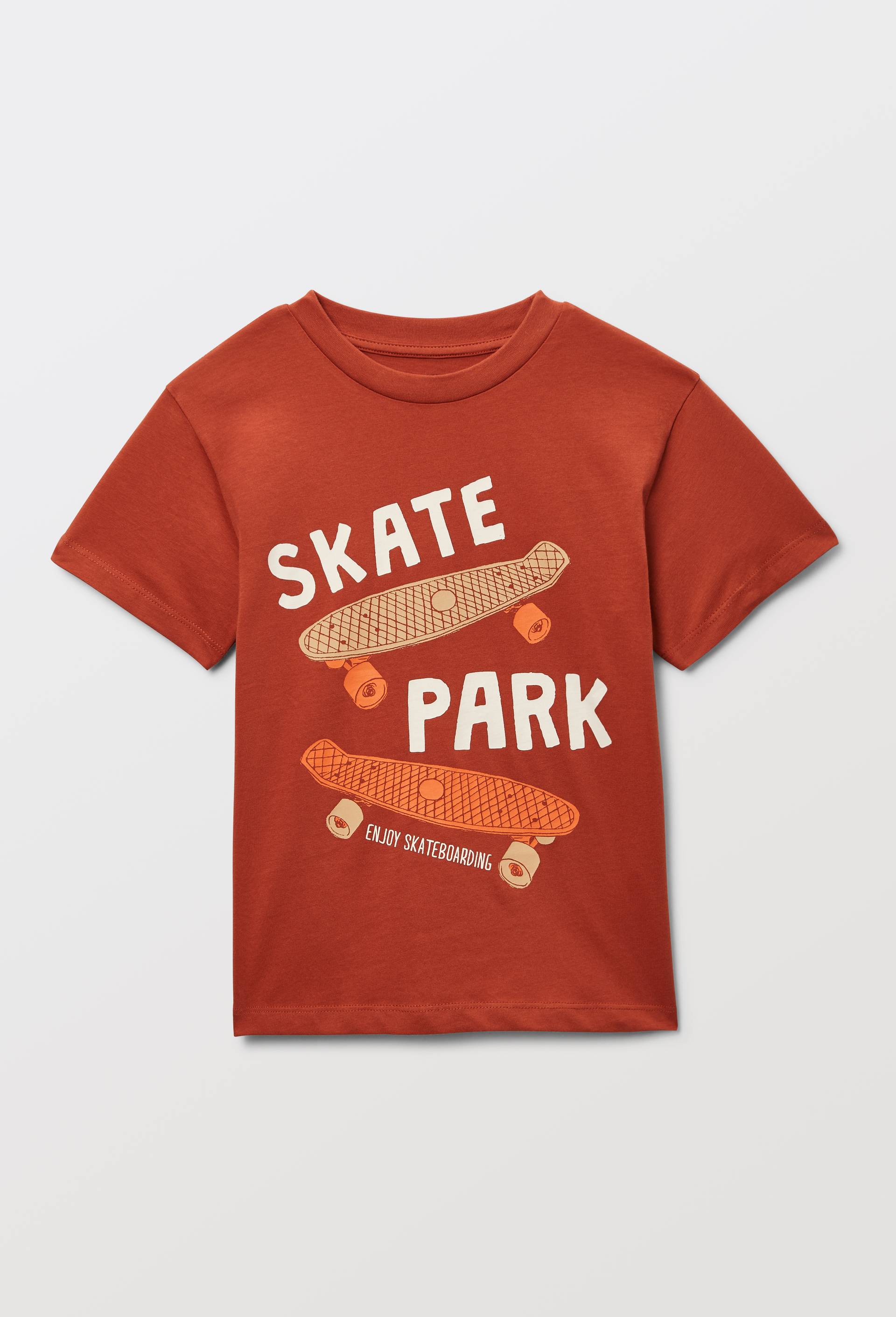 T-shirt manches courtes imprim&eacute; en coton BIO GOTS, Orange fonc&eacute;, large image number 1