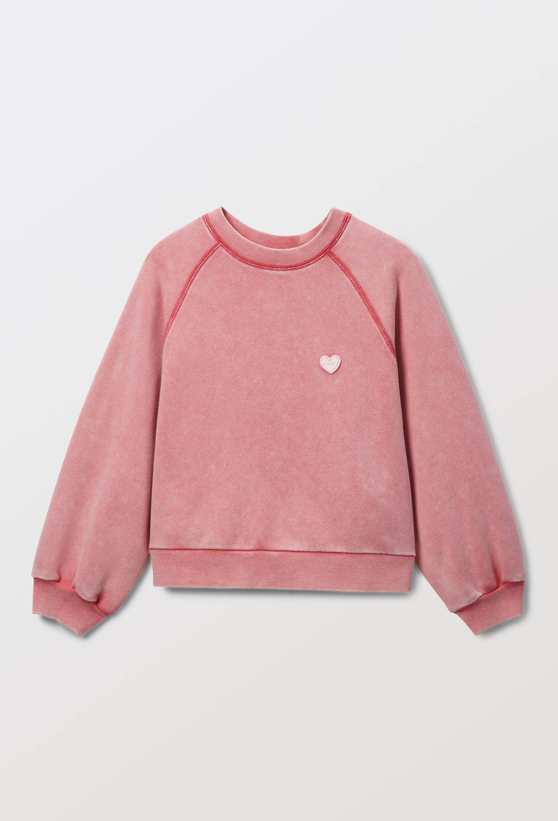 Sweat uni avec broderie en coton, Rose, large image number 1.0