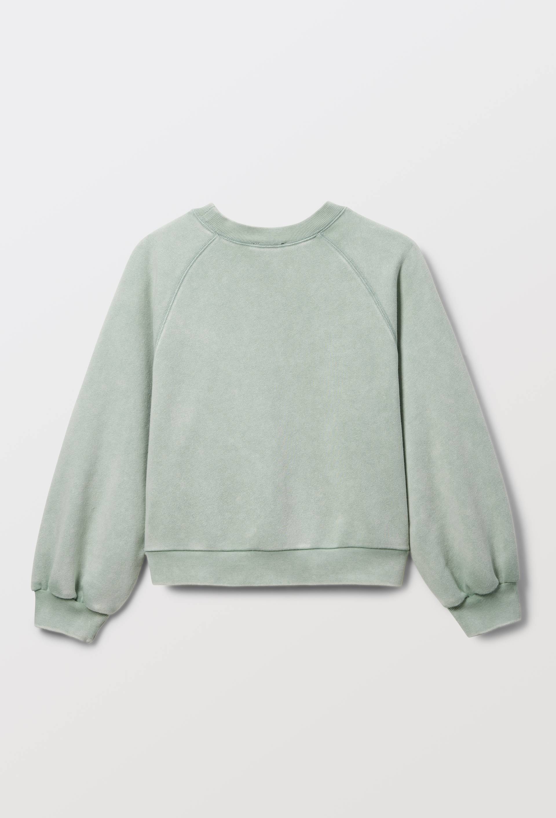 Sweat uni avec broderie en coton, Vert clair, large image number 3