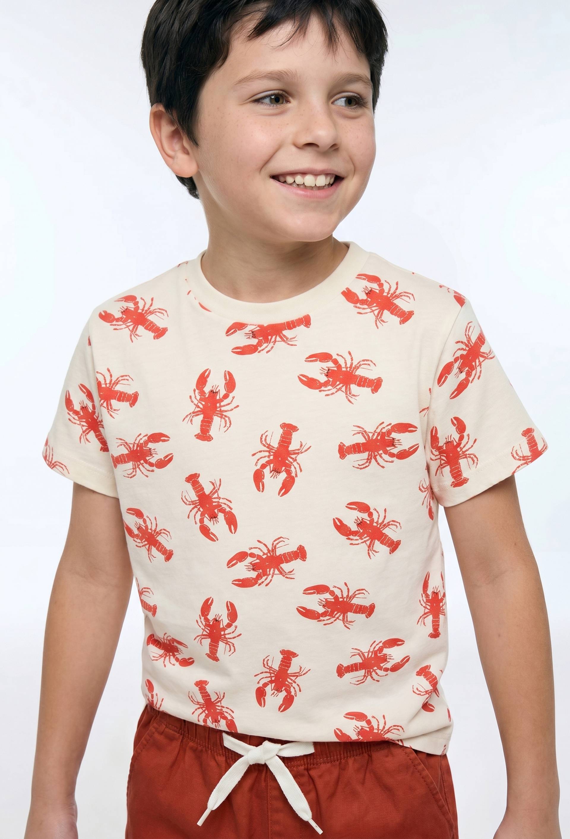 T-shirt manches courtes imprim&eacute; en coton BIO GOTS, Beige clair, large image number 0.0