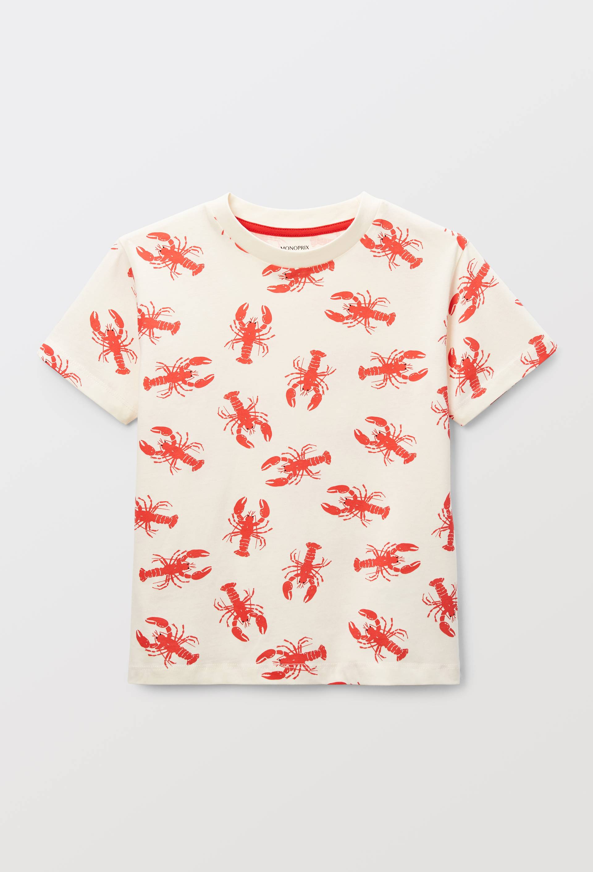 T-shirt manches courtes imprim&eacute; en coton BIO GOTS, Beige clair, large image number 1.0