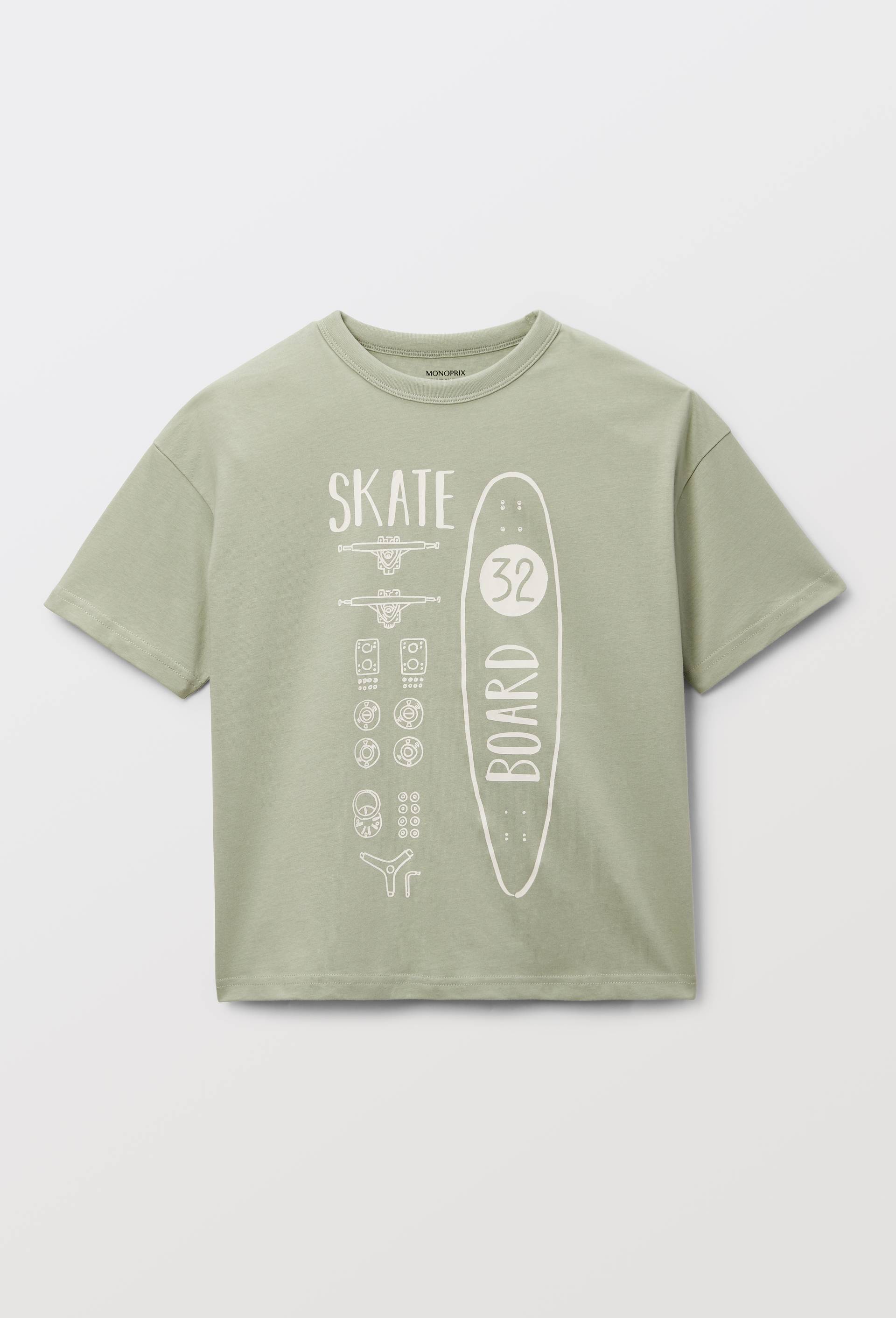 T-shirt manches courtes imprim&eacute; en coton BIO GOTS, Vert clair, large image number 1.0
