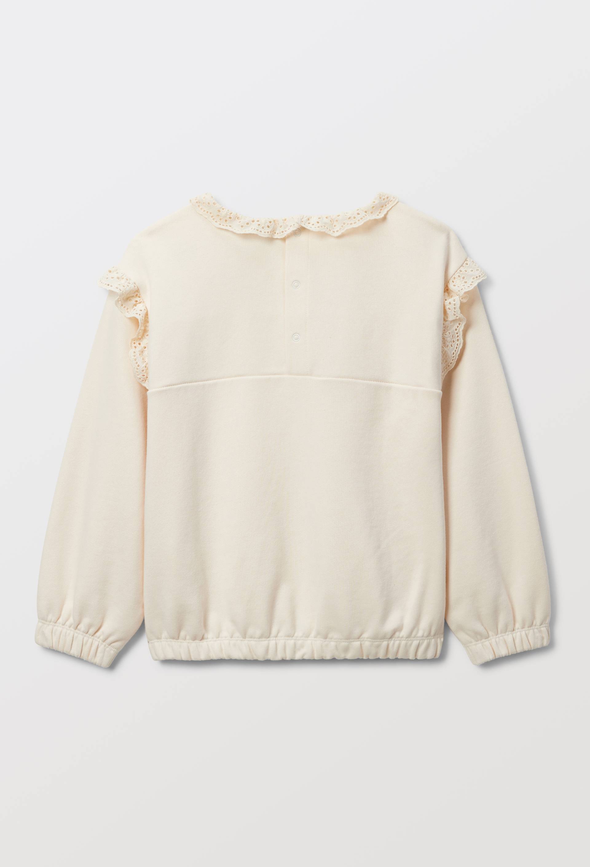 Sweat avec broderies en coton, Beige clair, large image number 3
