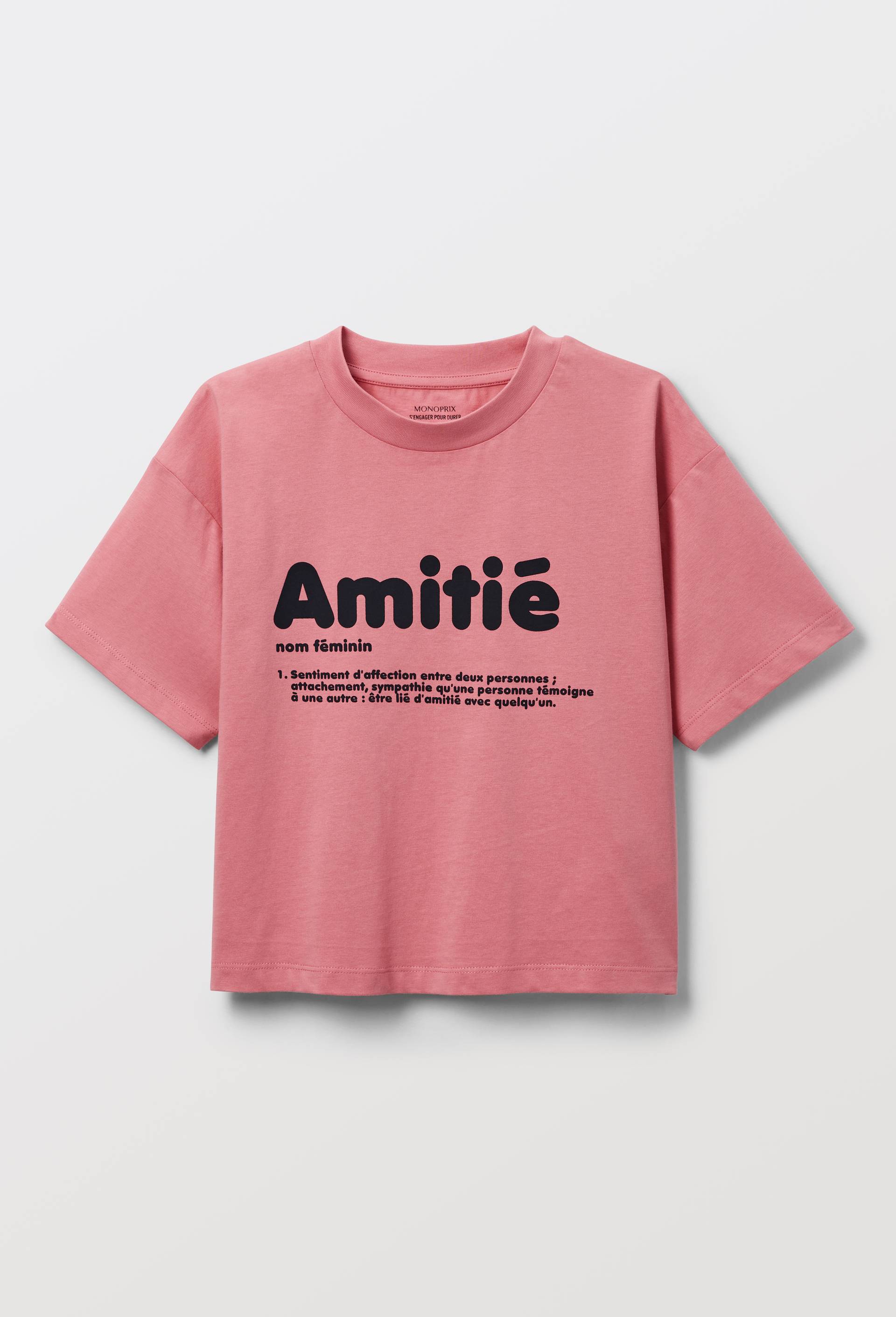 Tee-shirt &agrave; inscription en coton, Rose, large image number 2.0