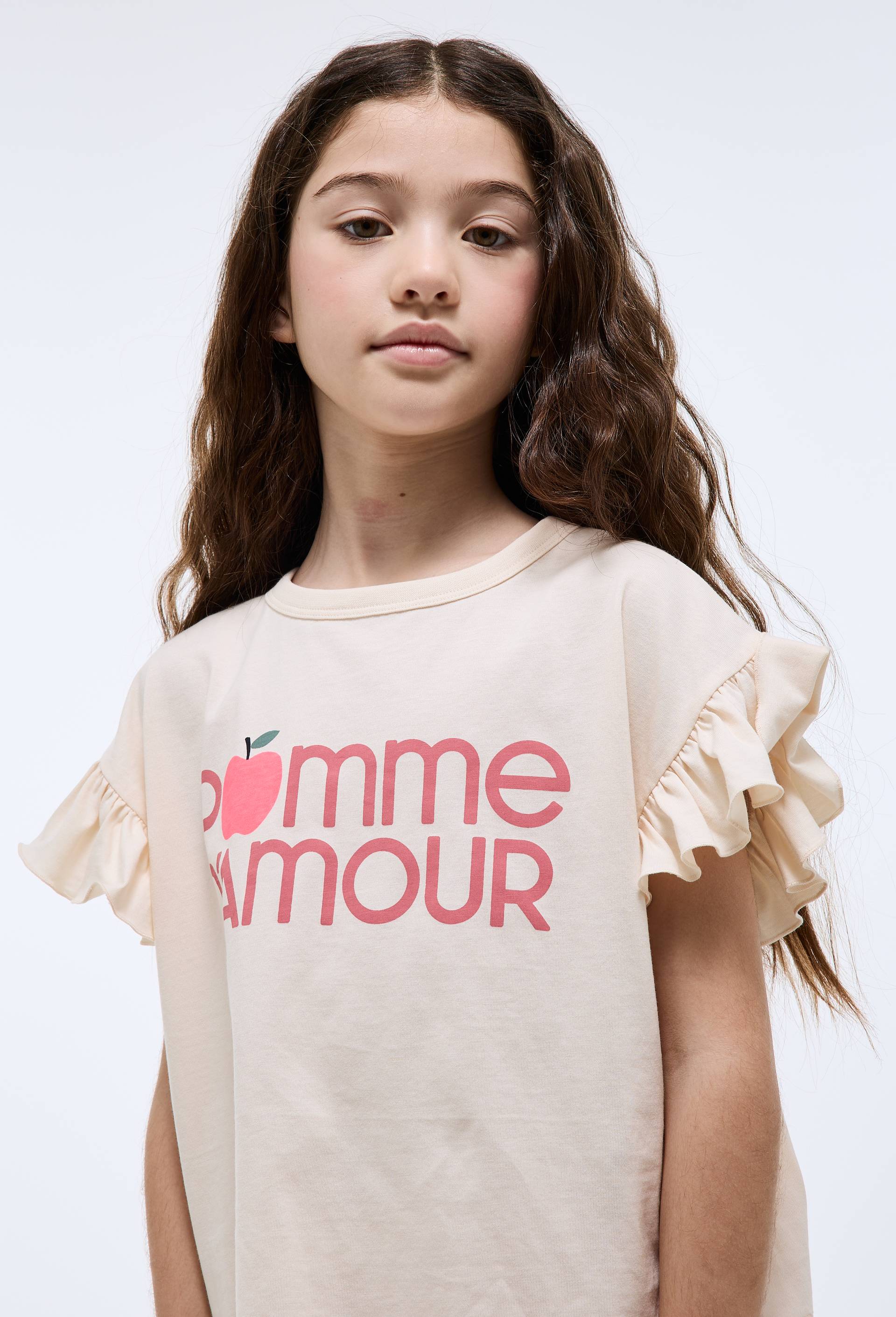 Tee-shirt &agrave; inscription en coton, Beige clair, large image number 0