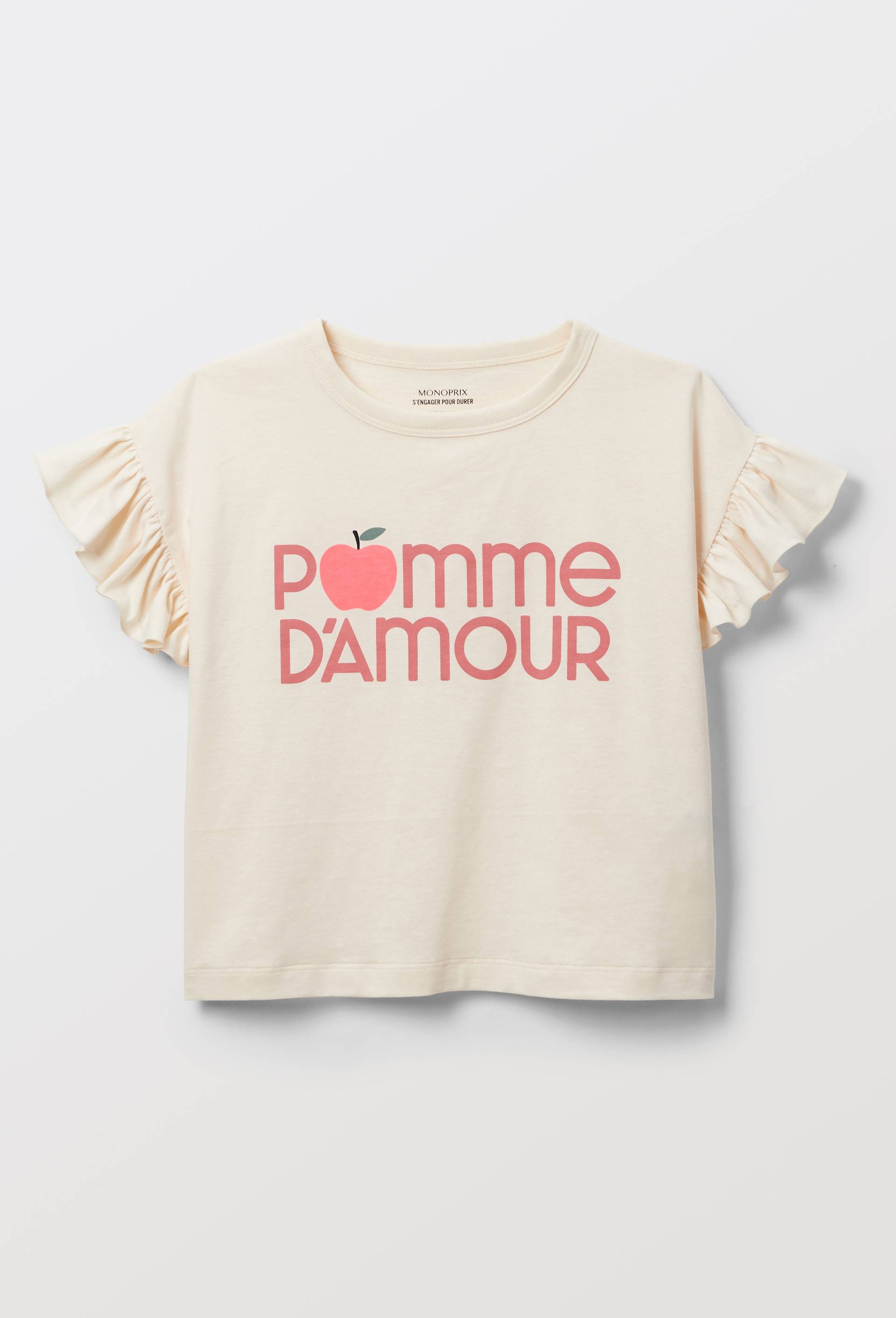 Tee-shirt &agrave; inscription en coton, Beige clair, large image number 1