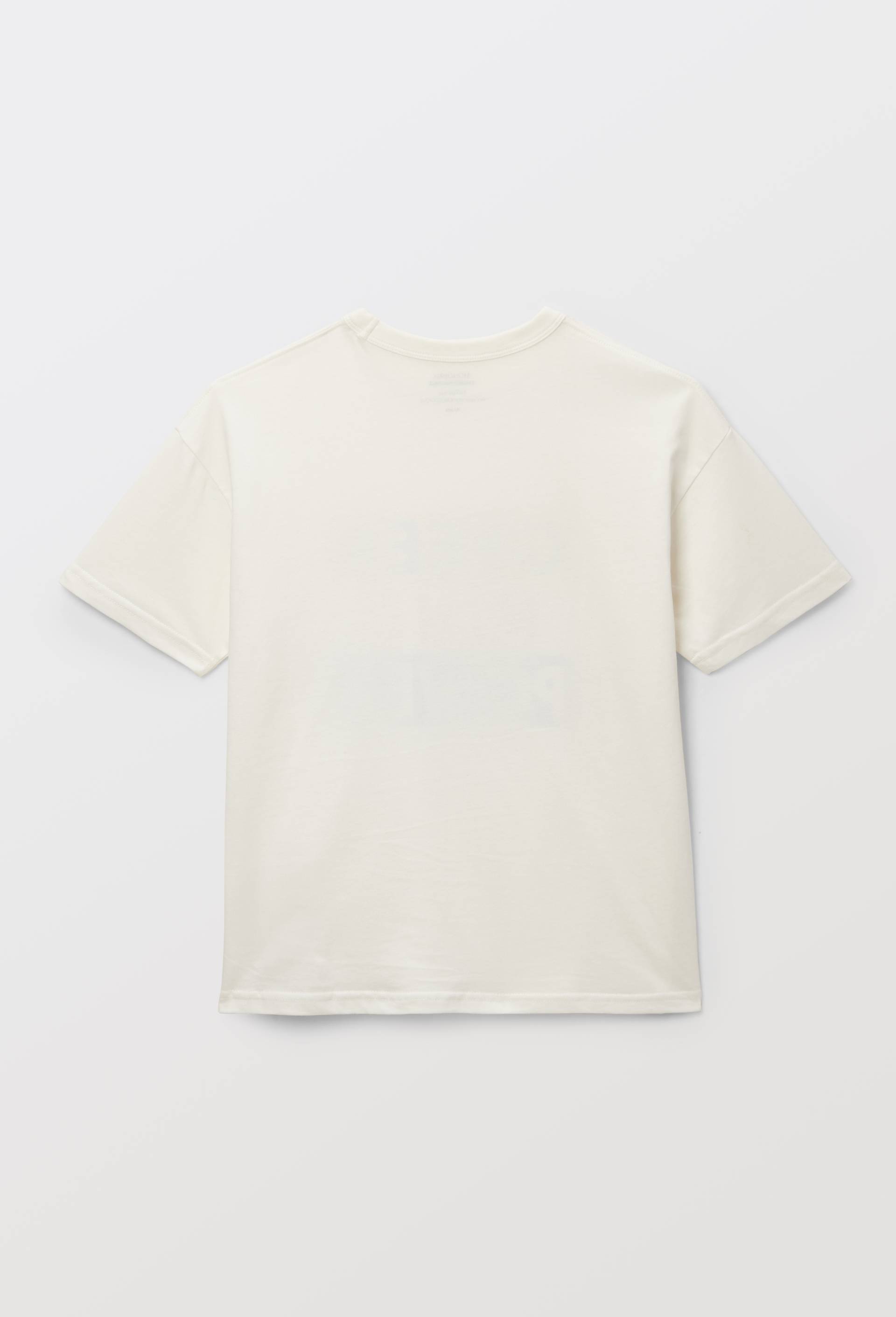 T-shirt manches courtes &agrave; imprim&eacute; GREEN MIND POWER en coton BIO GOTS, Beige clair, large image number 2.0
