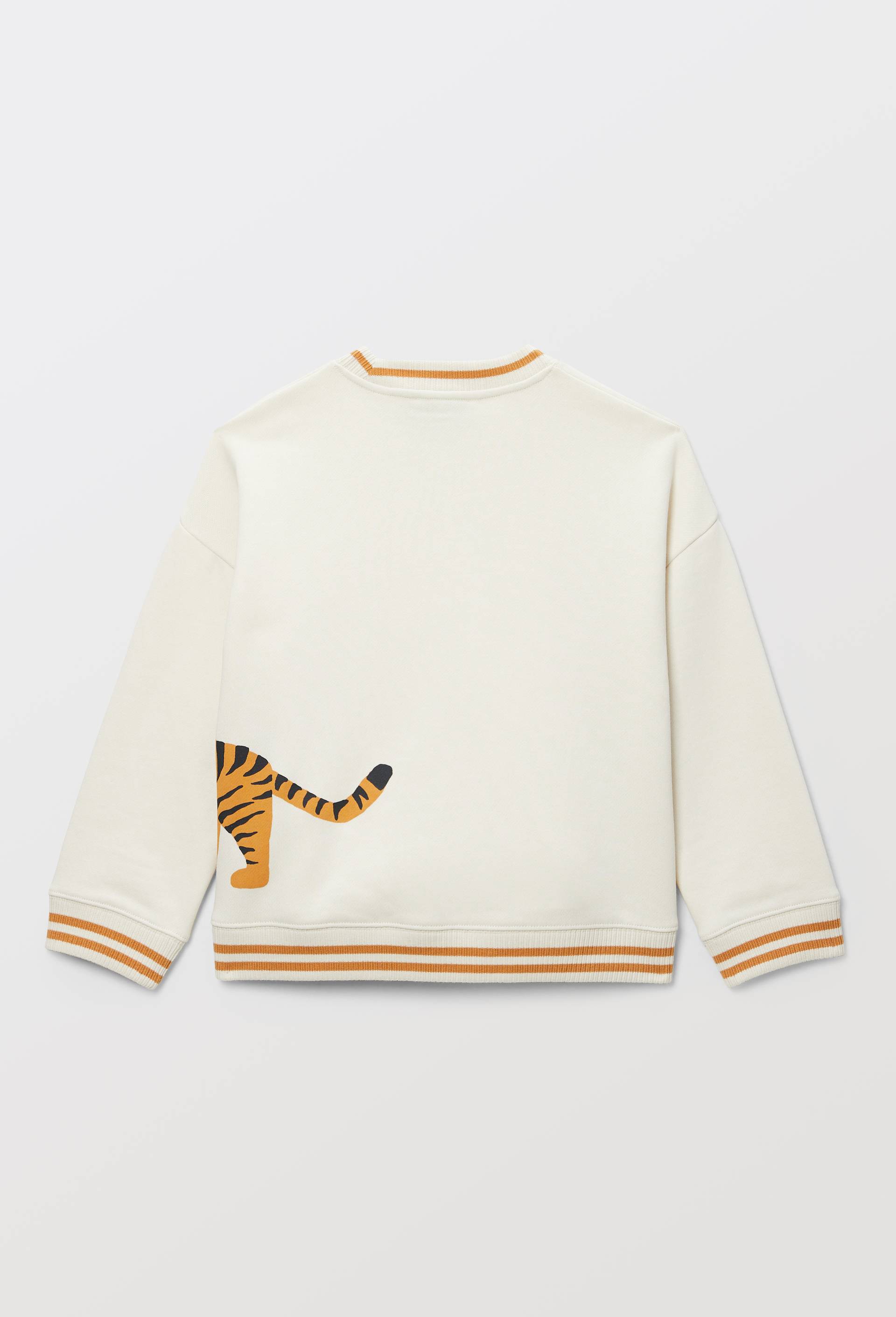 Sweat col rond imprim&eacute; en coton BIO GOTS, Beige clair, large image number 2