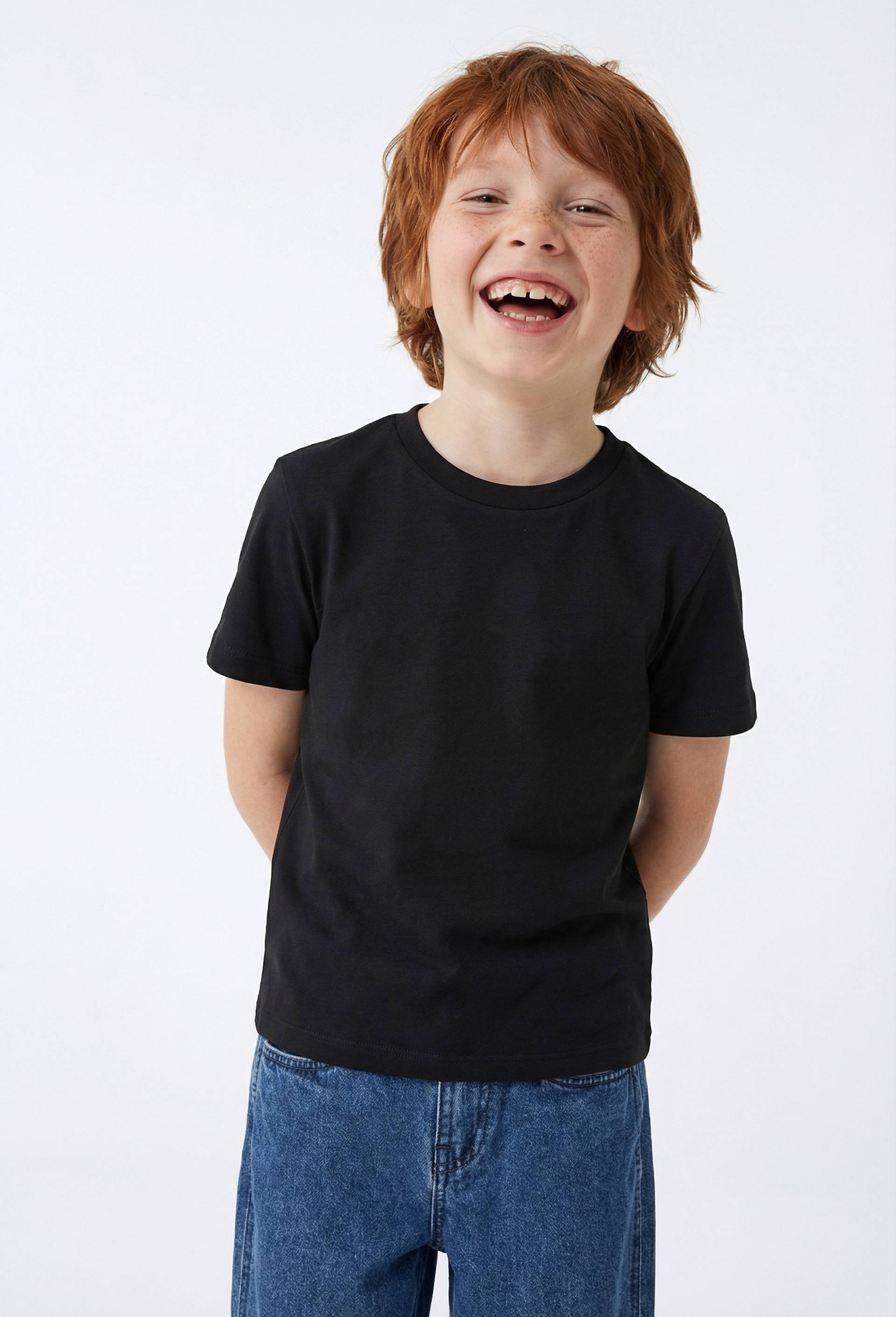 T-shirt manches courtes uni en coton BIO GOTS, Noir, large image number 0.0