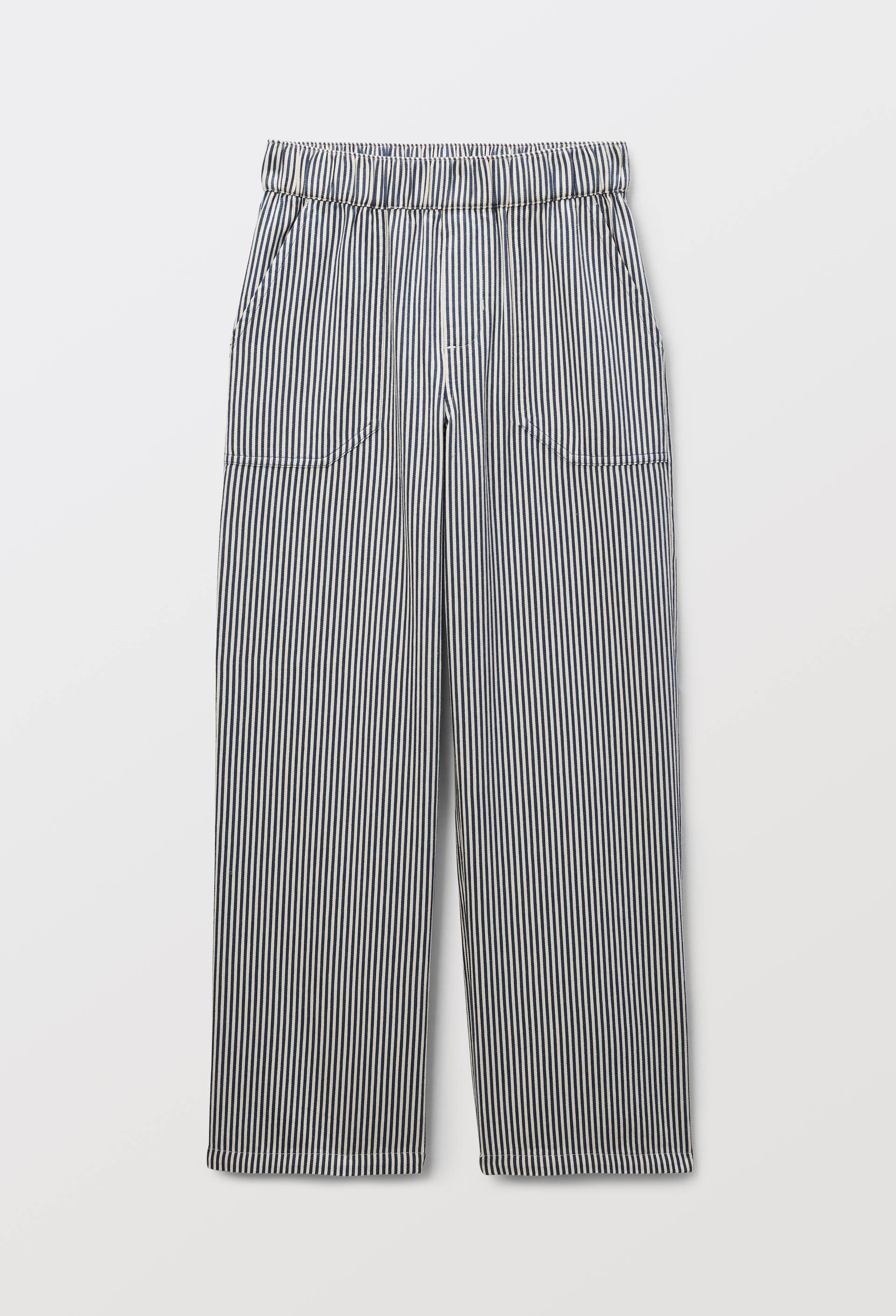 Pantalon cargo &eacute;lastiqu&eacute; ray&eacute; en 100% coton, Bleu, large image number 1.0