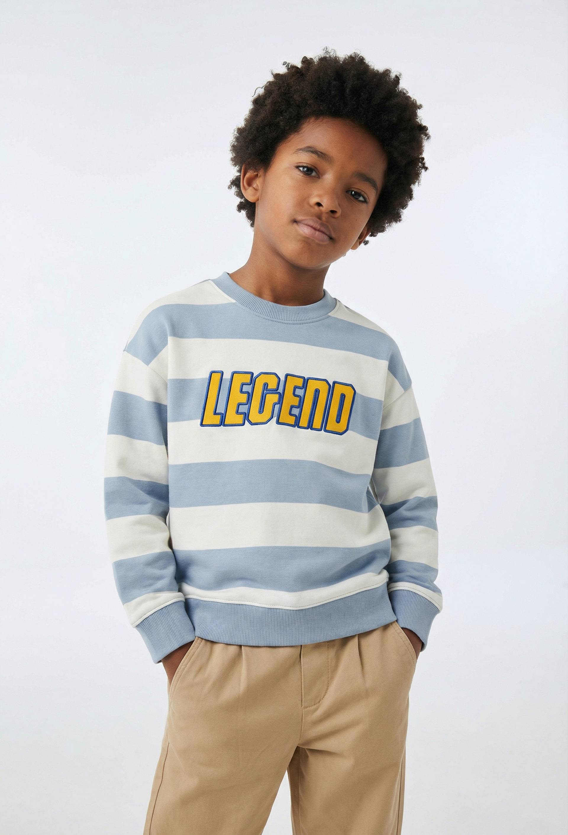 Sweat imprim&eacute; en coton BIO GOTS, Bleu, large image number 0