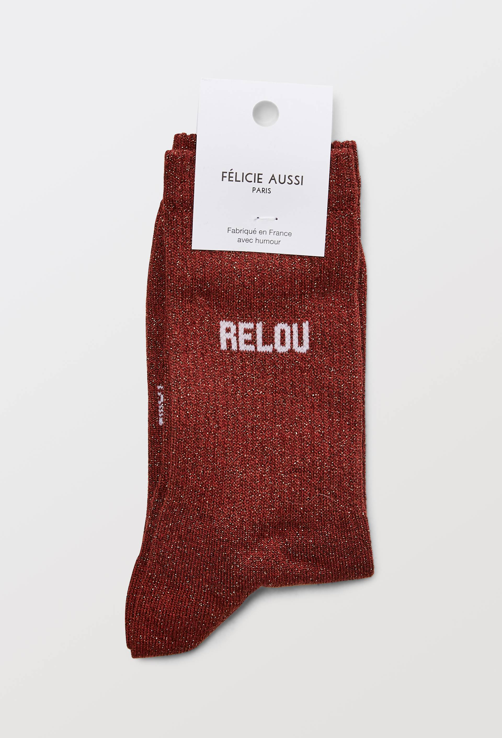 Paire de chaussettes &agrave; message FELICIE AUSSI, Brun, large image number 3.0