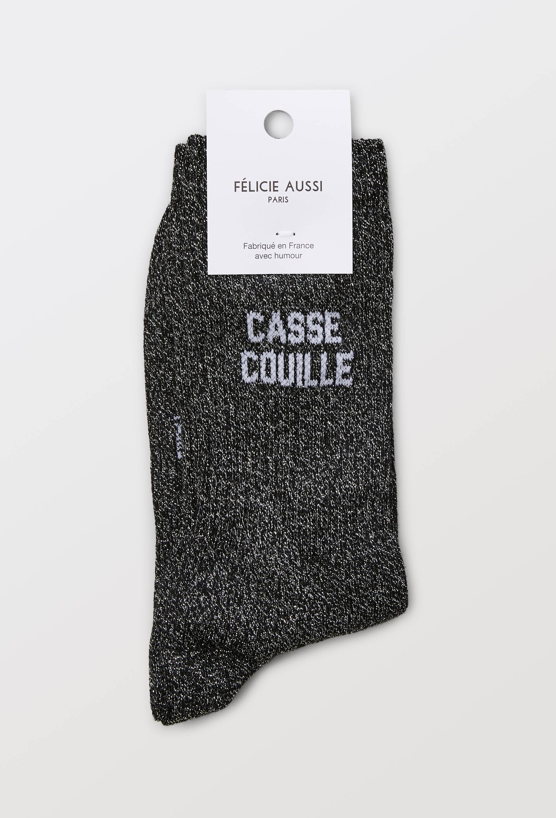 Paire de chaussettes &agrave; message FELICIE AUSSI, Noir, large image number 3.0