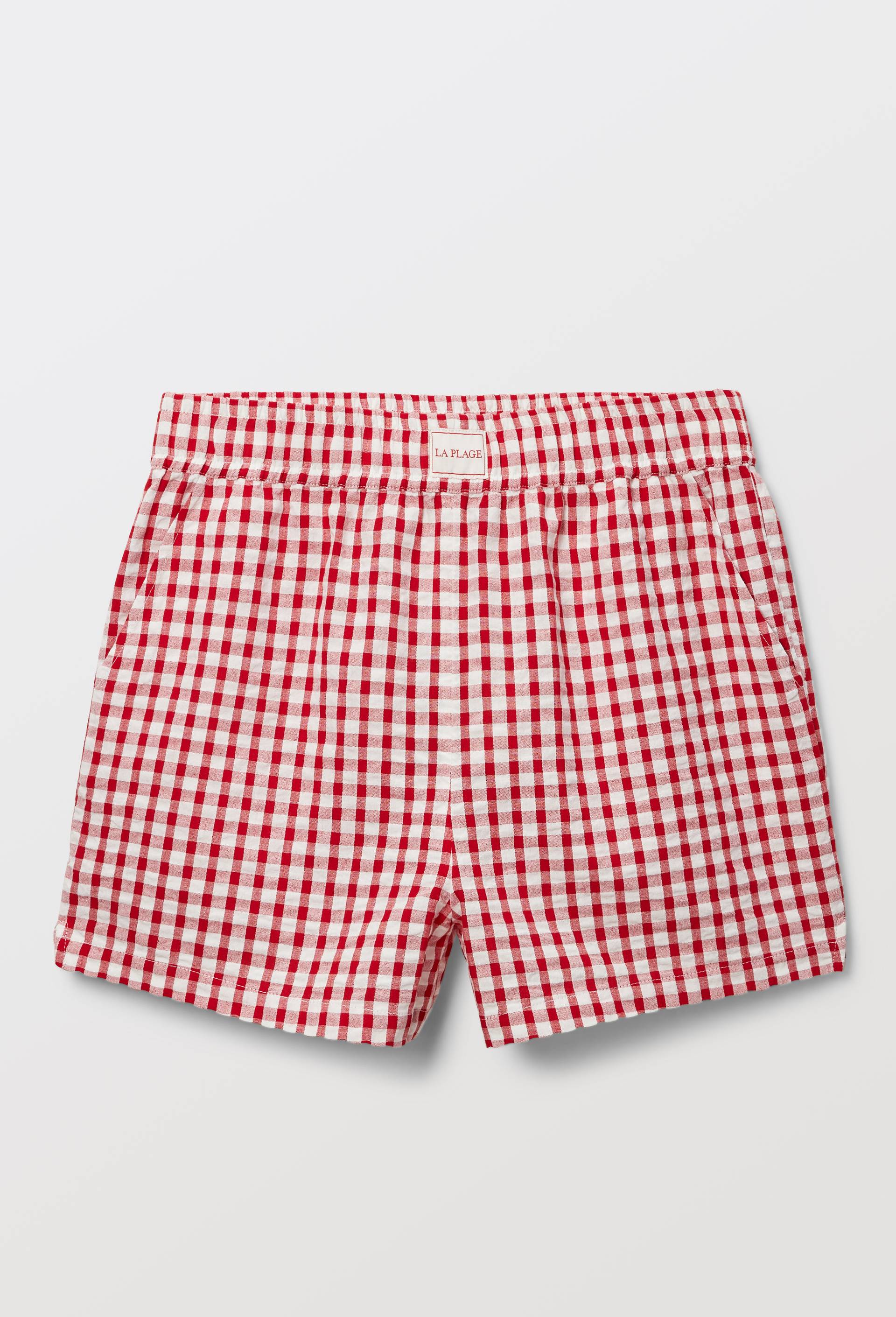 Short de plage vichy en coton BIO GOTS, Rouge, large image number 3.0