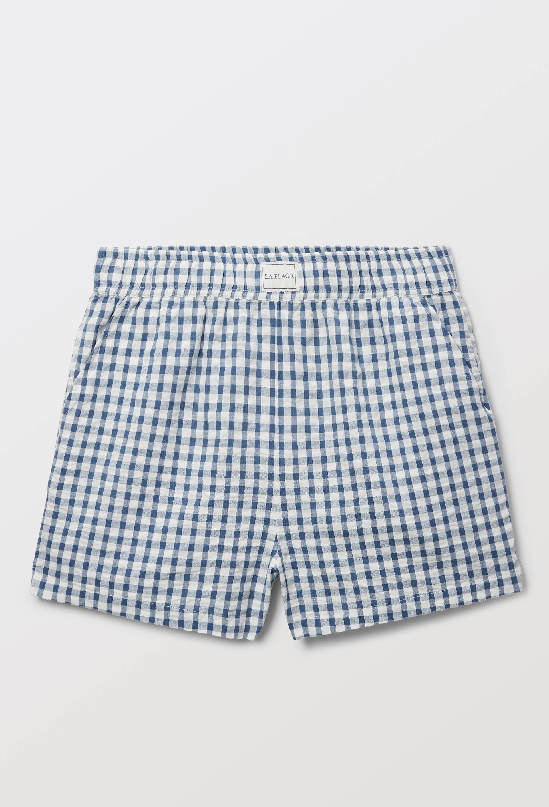 Short de plage vichy en coton BIO GOTS, Bleu, large image number 2.0