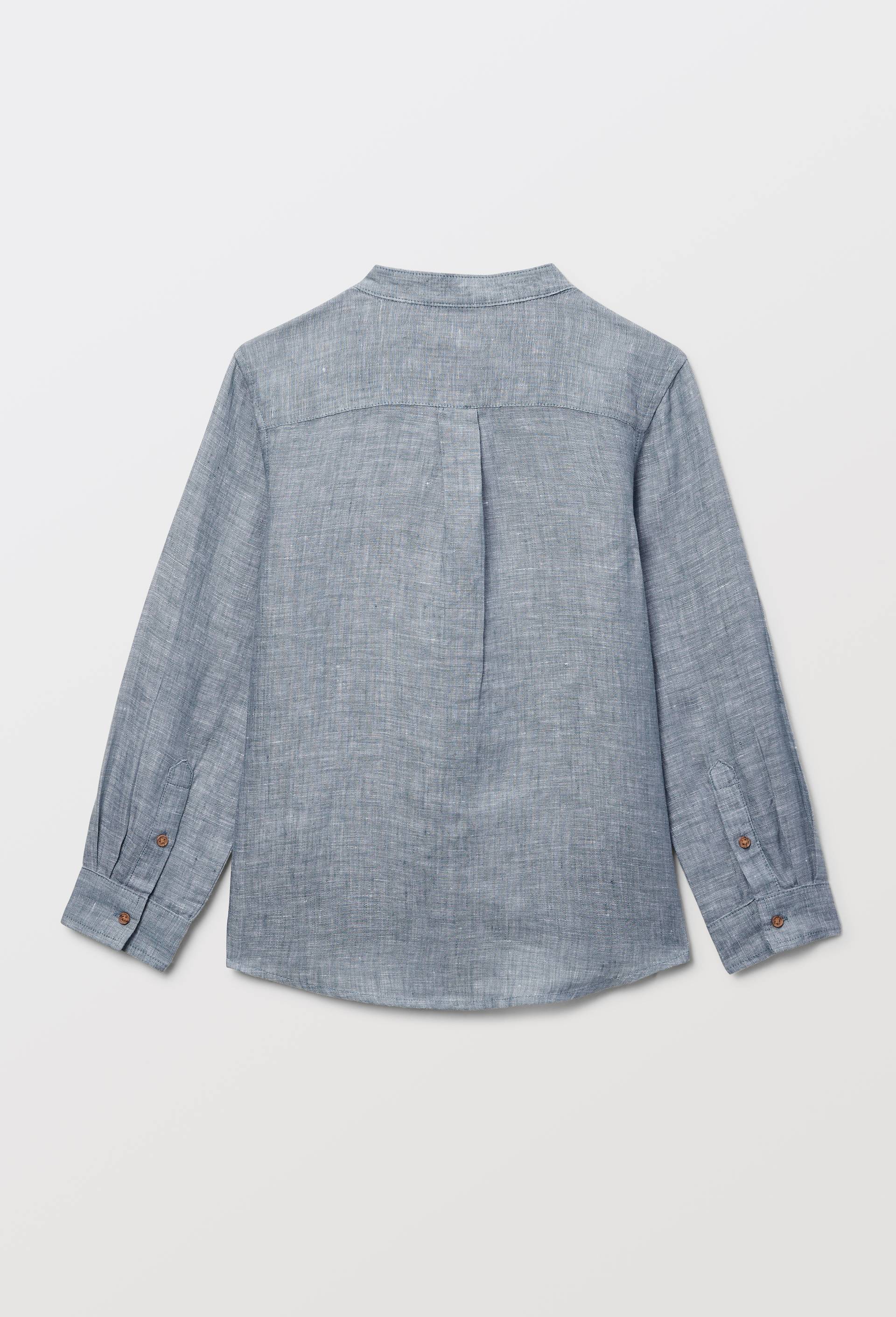 Chemise col mao unie en 100% lin, Vert, large image number 2