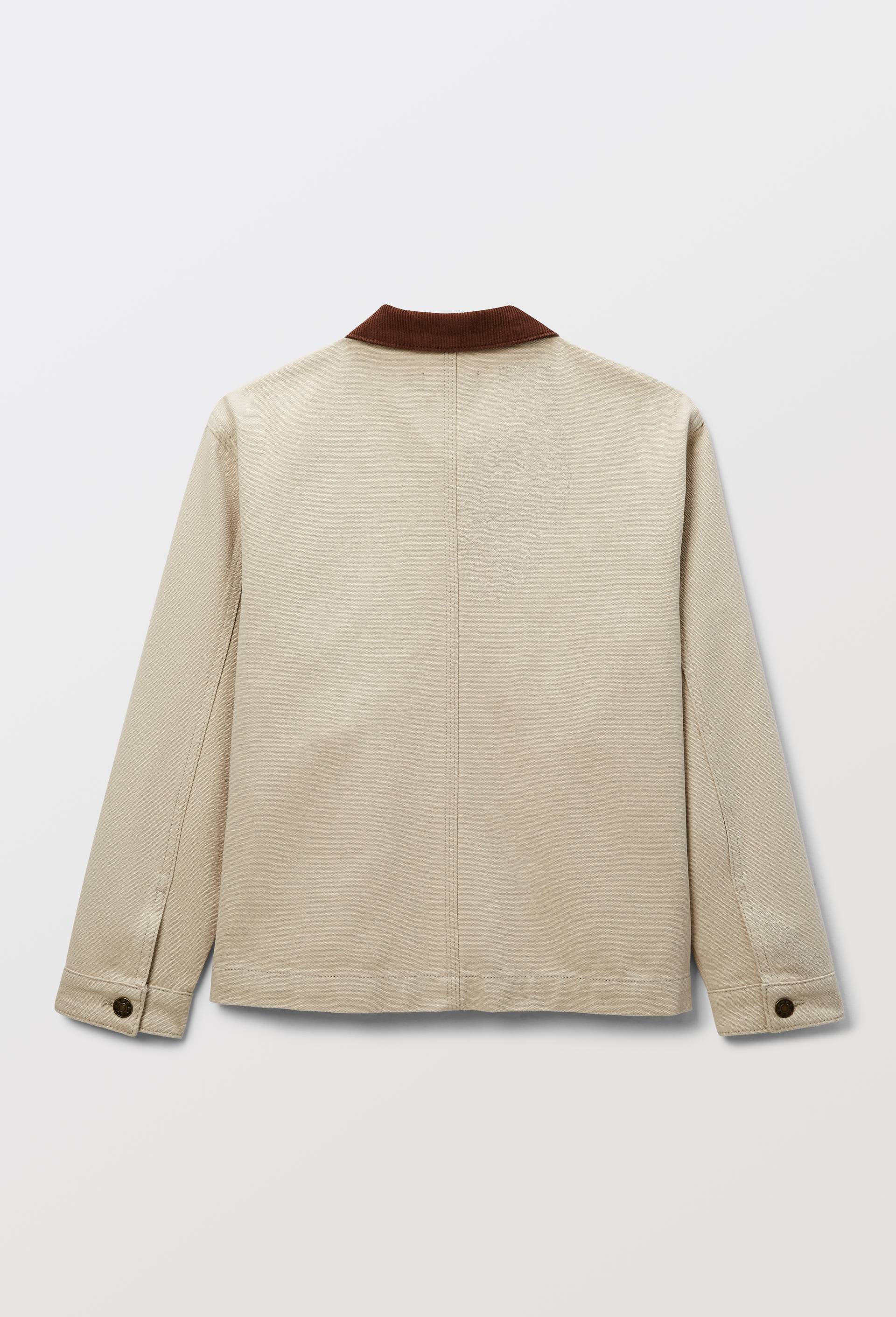 Veste en jean col couleur contrast&eacute;e en coton, Beige, large image number 2