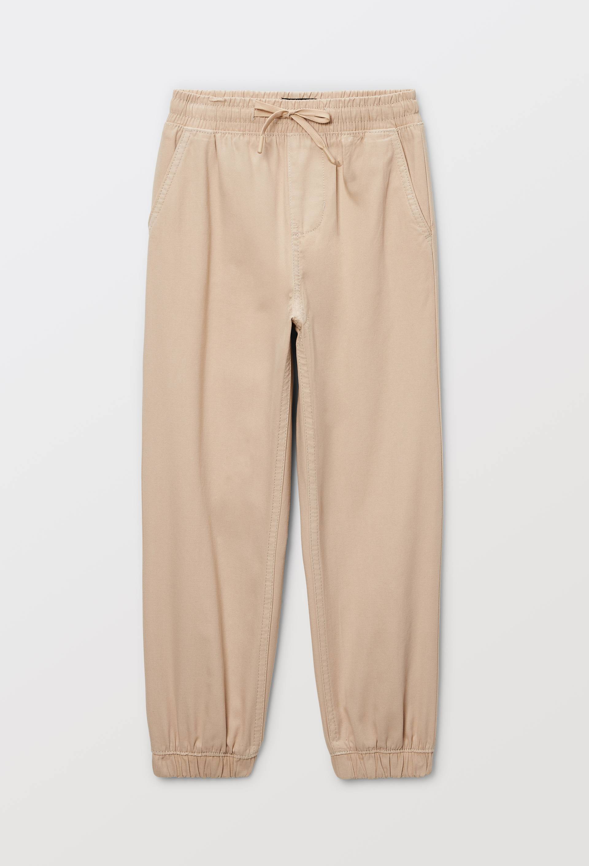 Pantalon jogging &eacute;lastiqu&eacute; uni en coton, Beige, large image number 1.0