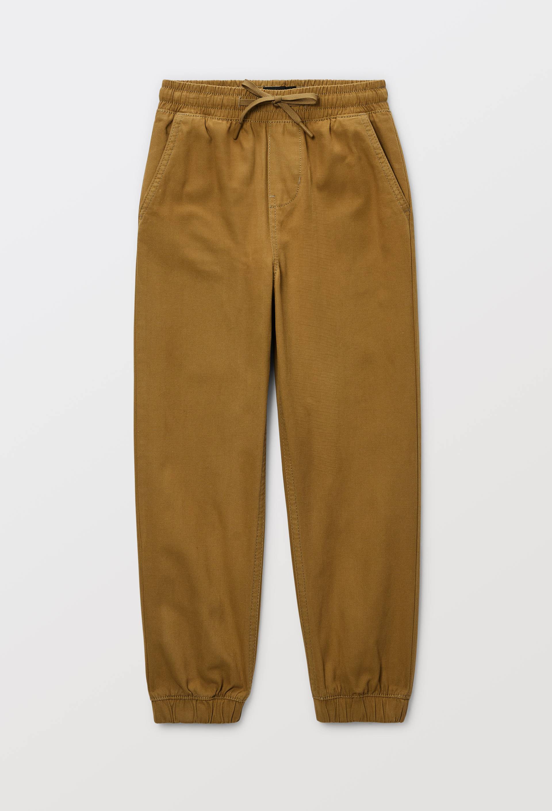 Pantalon jogging &eacute;lastiqu&eacute; uni en coton, Vert fonc&eacute;, large image number 1.0