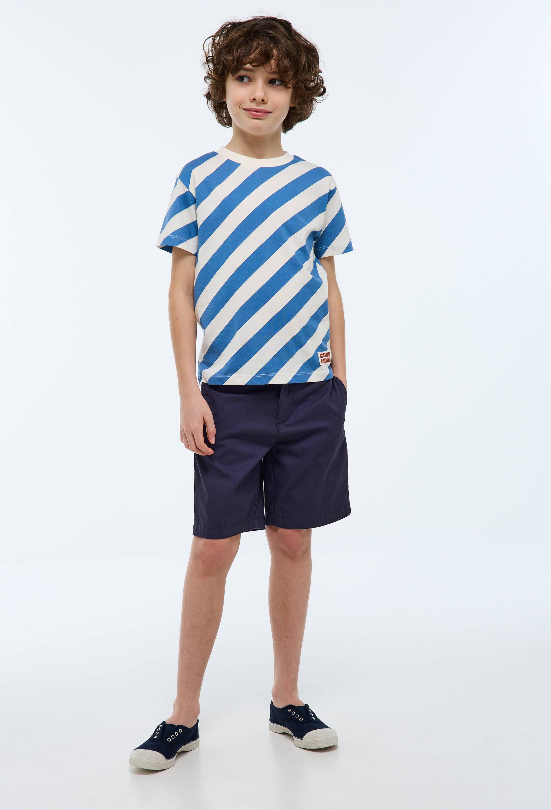 Bermuda droit uni en coton BIO GOTS, Bleu fonc&eacute;, large image number 0
