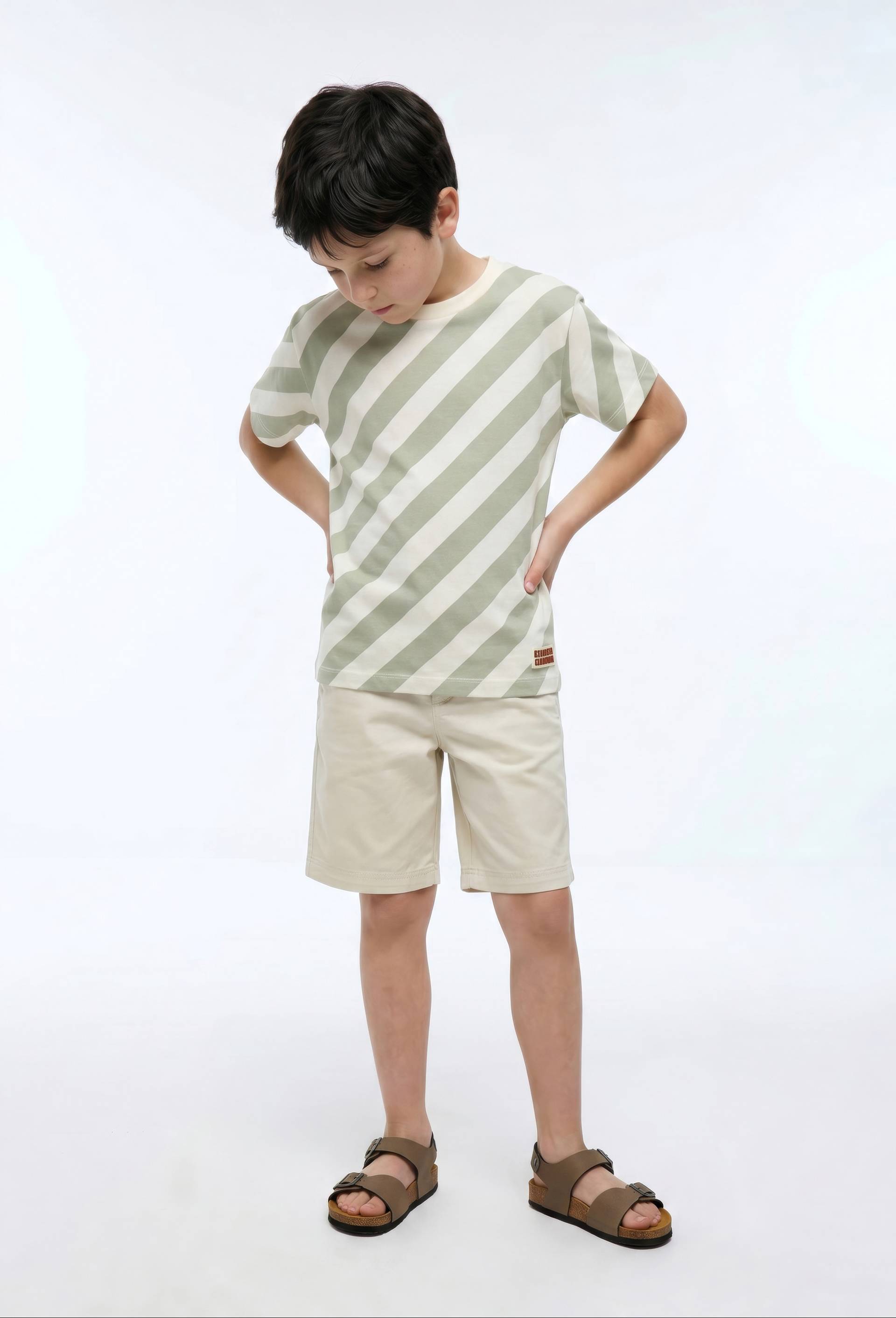 Bermuda droit uni en coton BIO GOTS, Beige, large image number 0.0