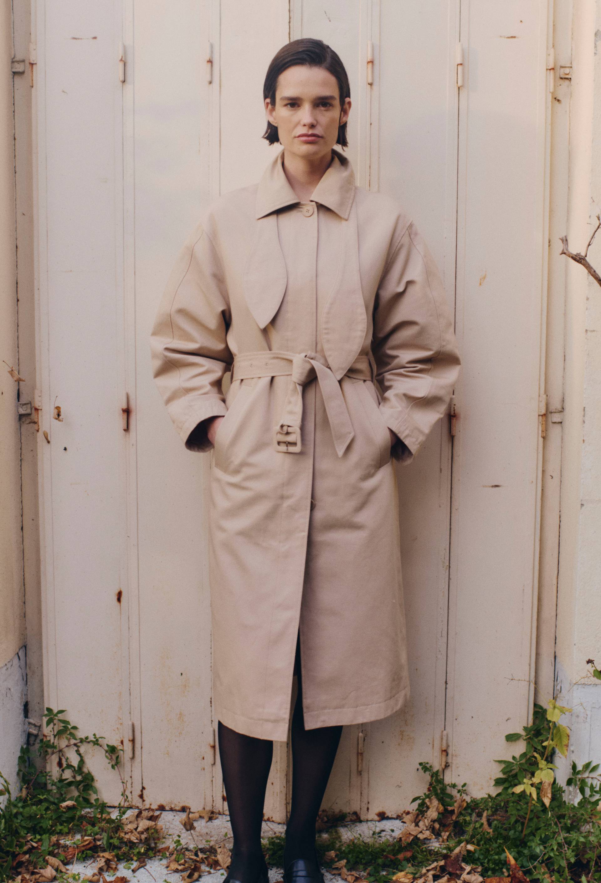 Trench long avec col amovible, Beige, large image number 0.0