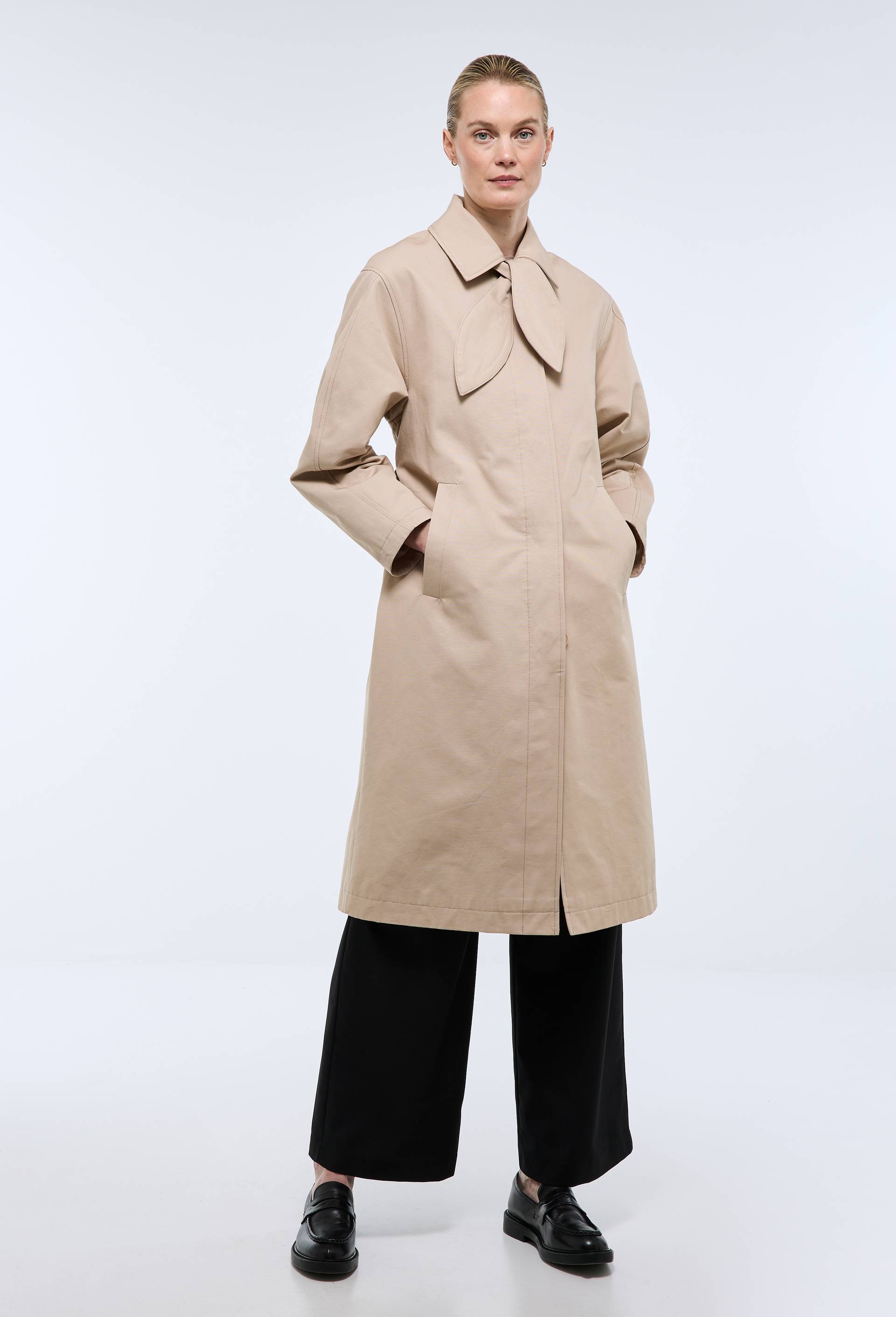 Trench long avec col amovible, Beige, large image number 1
