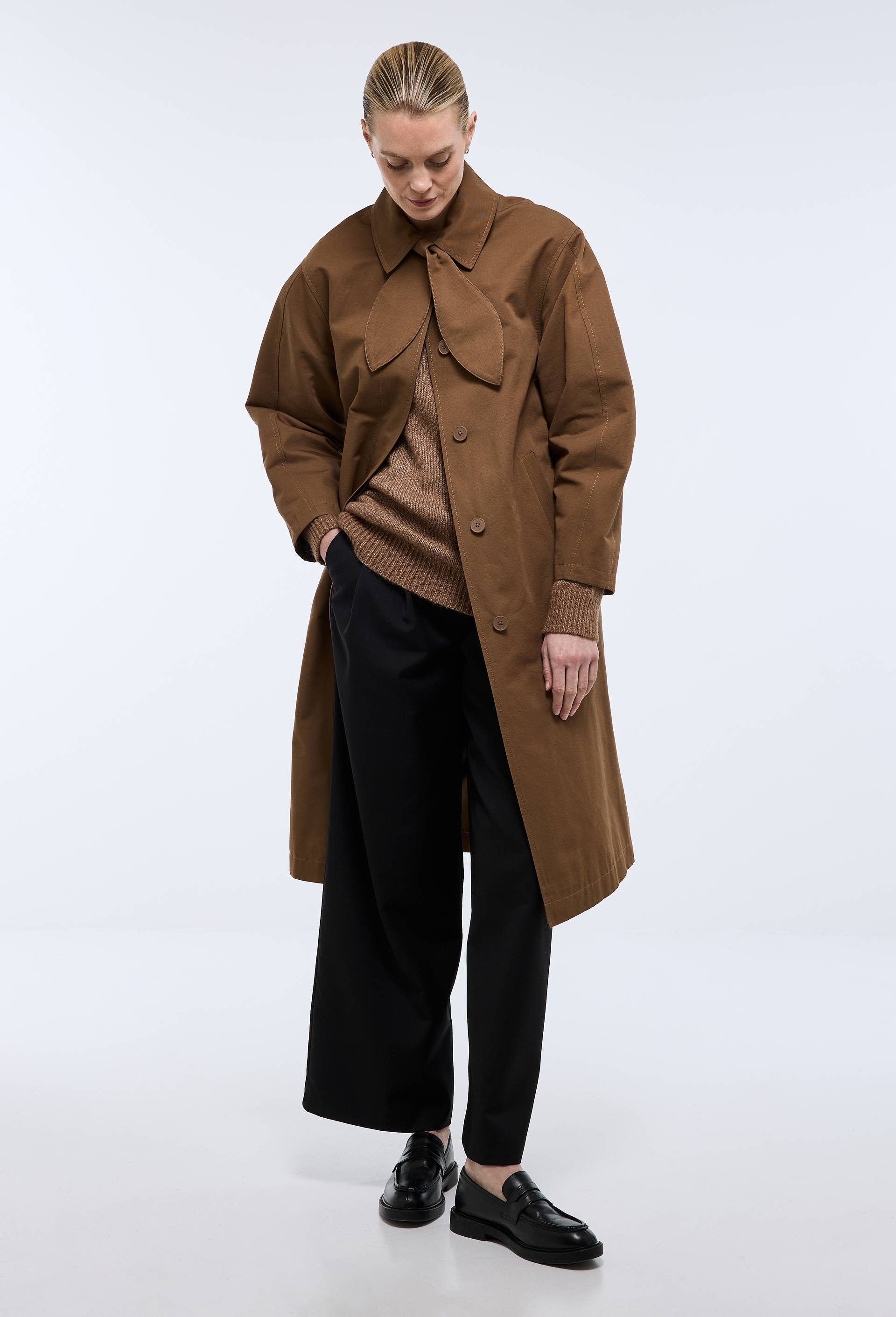 Trench long avec col amovible, Brun, large image number 2
