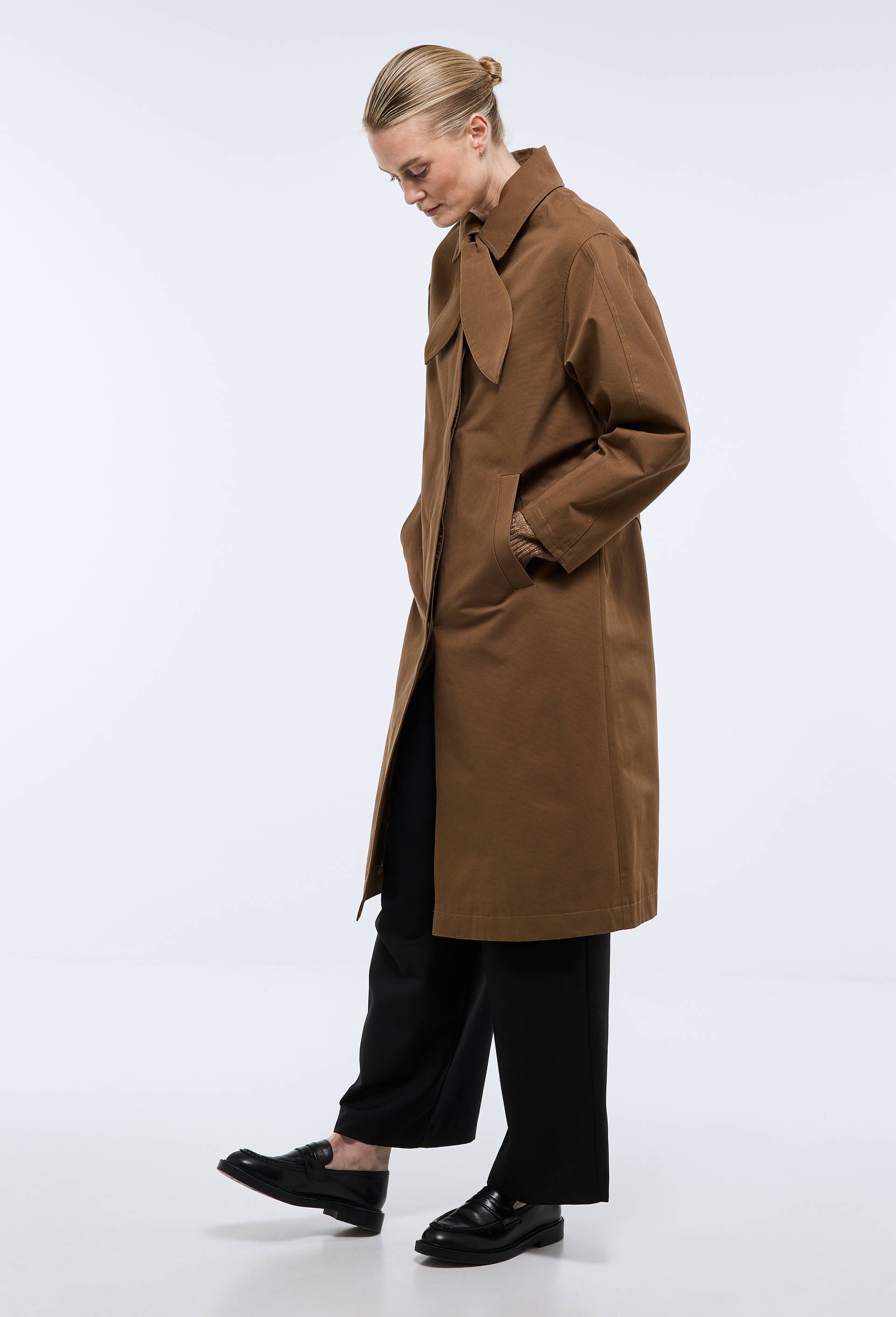 Trench long avec col amovible, Brun, large image number 3