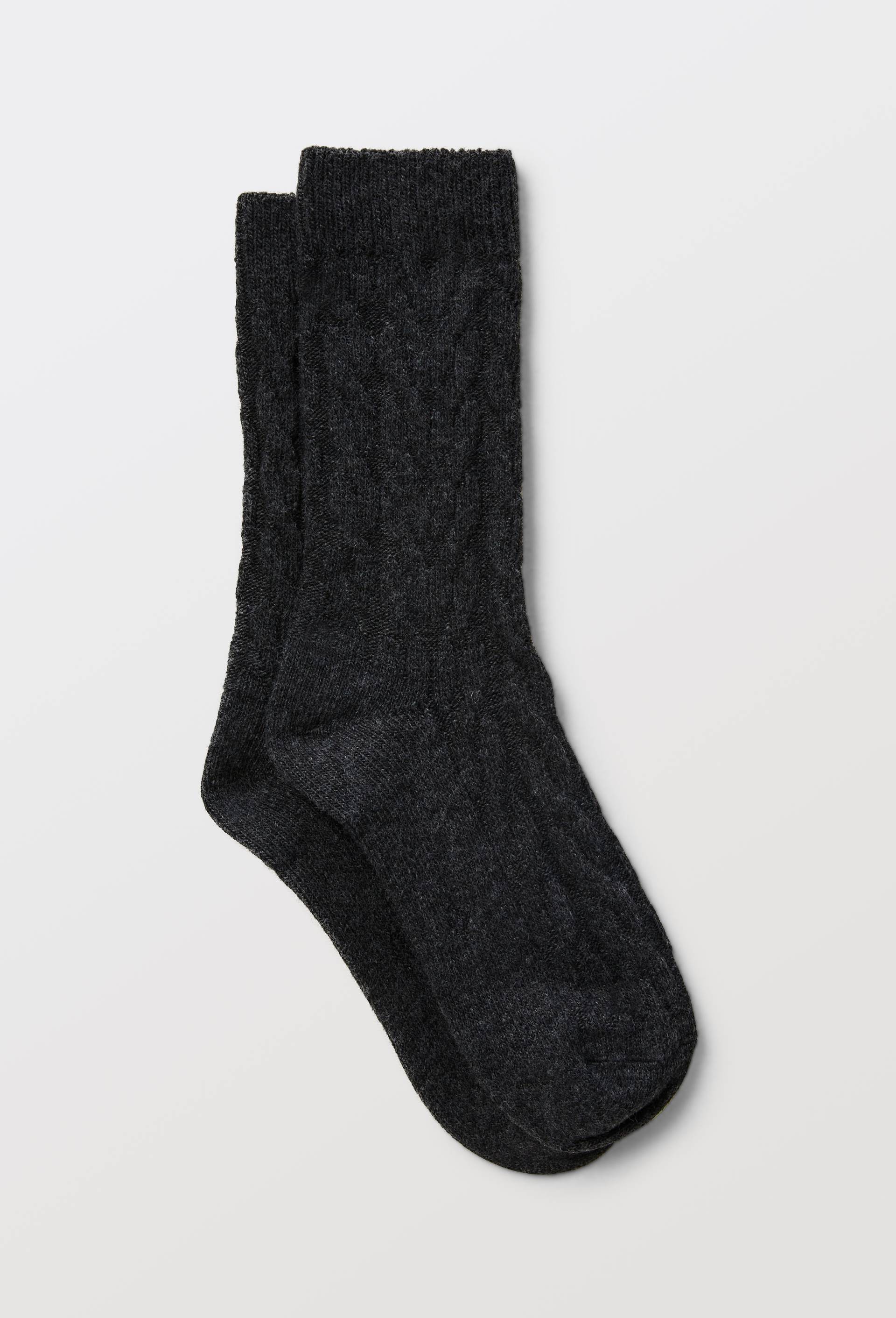 Paire de chaussettes torsad&eacute;es en laine Le Bourget, Gris fonc&eacute;, large image number 0