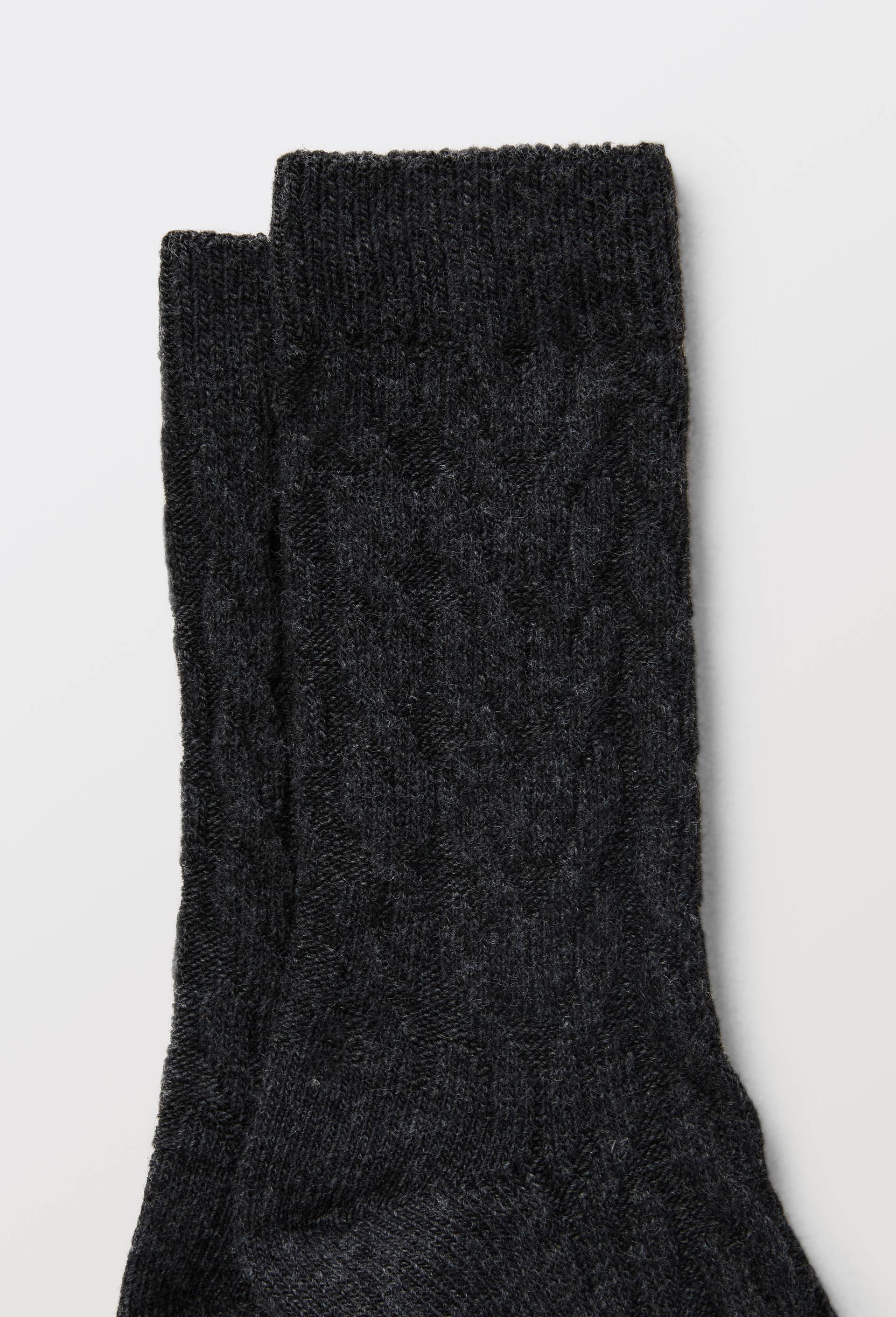 Paire de chaussettes torsad&eacute;es en laine Le Bourget, Gris fonc&eacute;, large image number 2