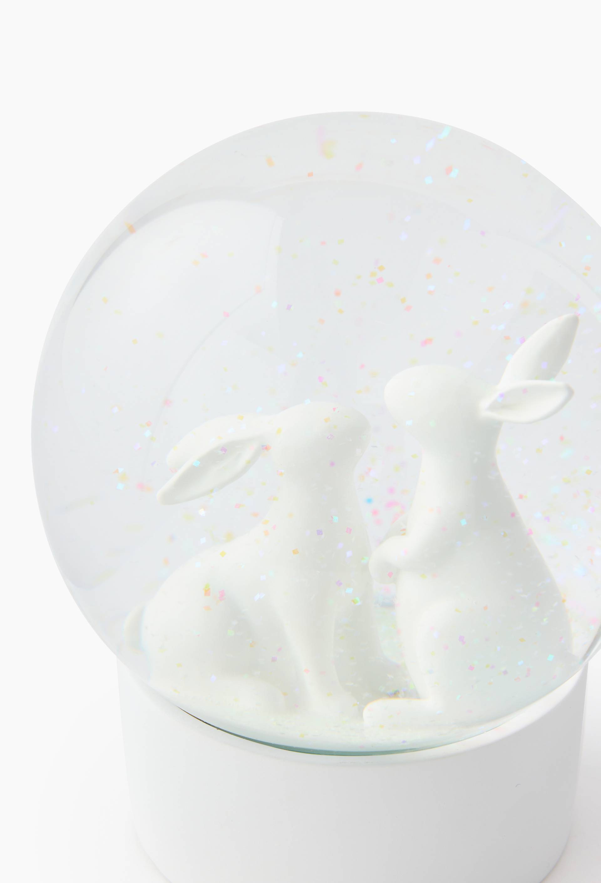 Boule &agrave; neige lapins de P&acirc;ques, en verre, 12x13.5cm, Multicolore, large image number 1.0