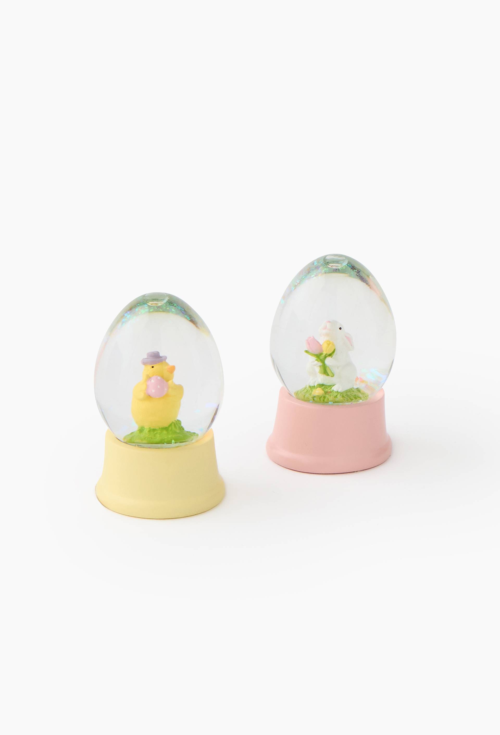 Set de 2 boules &agrave; neige P&acirc;ques, en verre, 4.5x7cm, Rose clair, large image number 0