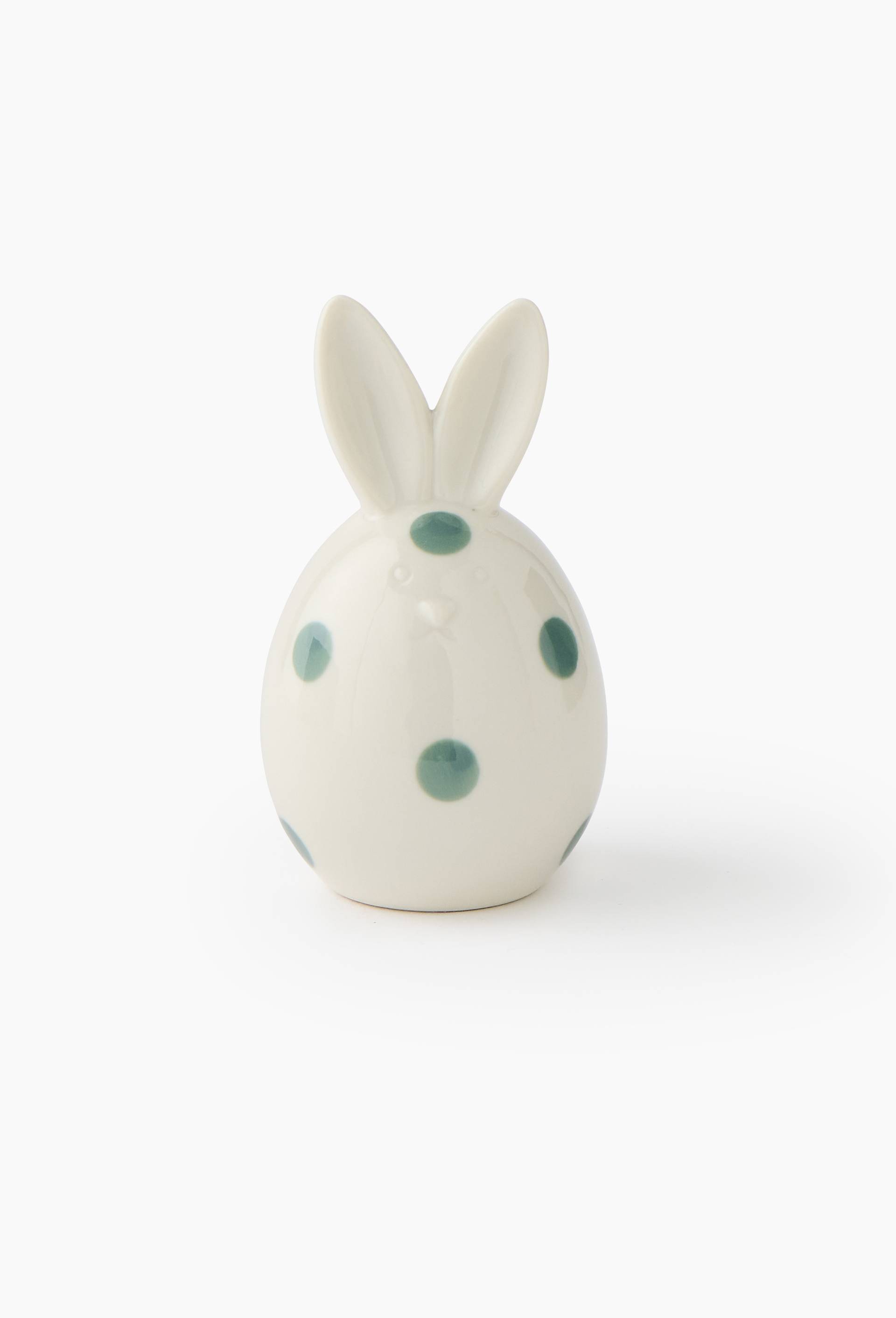 Lapin oeuf rond ray&eacute;, en c&eacute;ramique, Vert clair, large image number 0.0