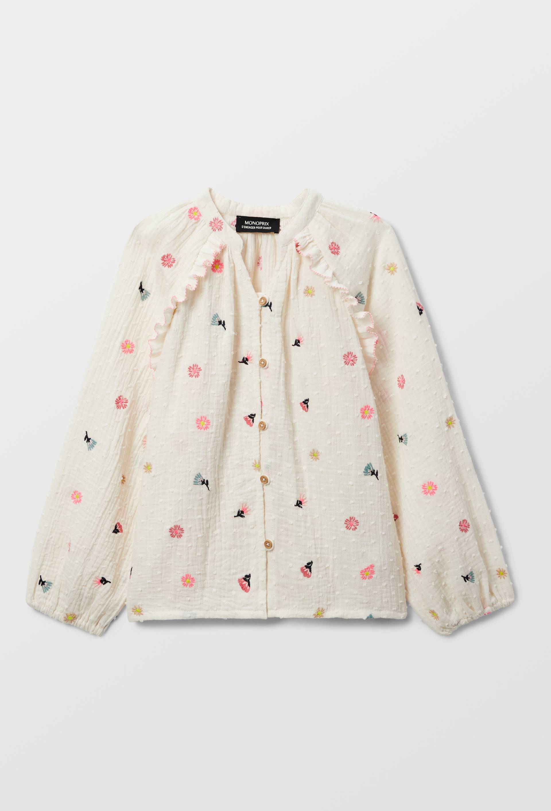 Blouse brod&eacute;e en coton, Beige clair, large image number 2