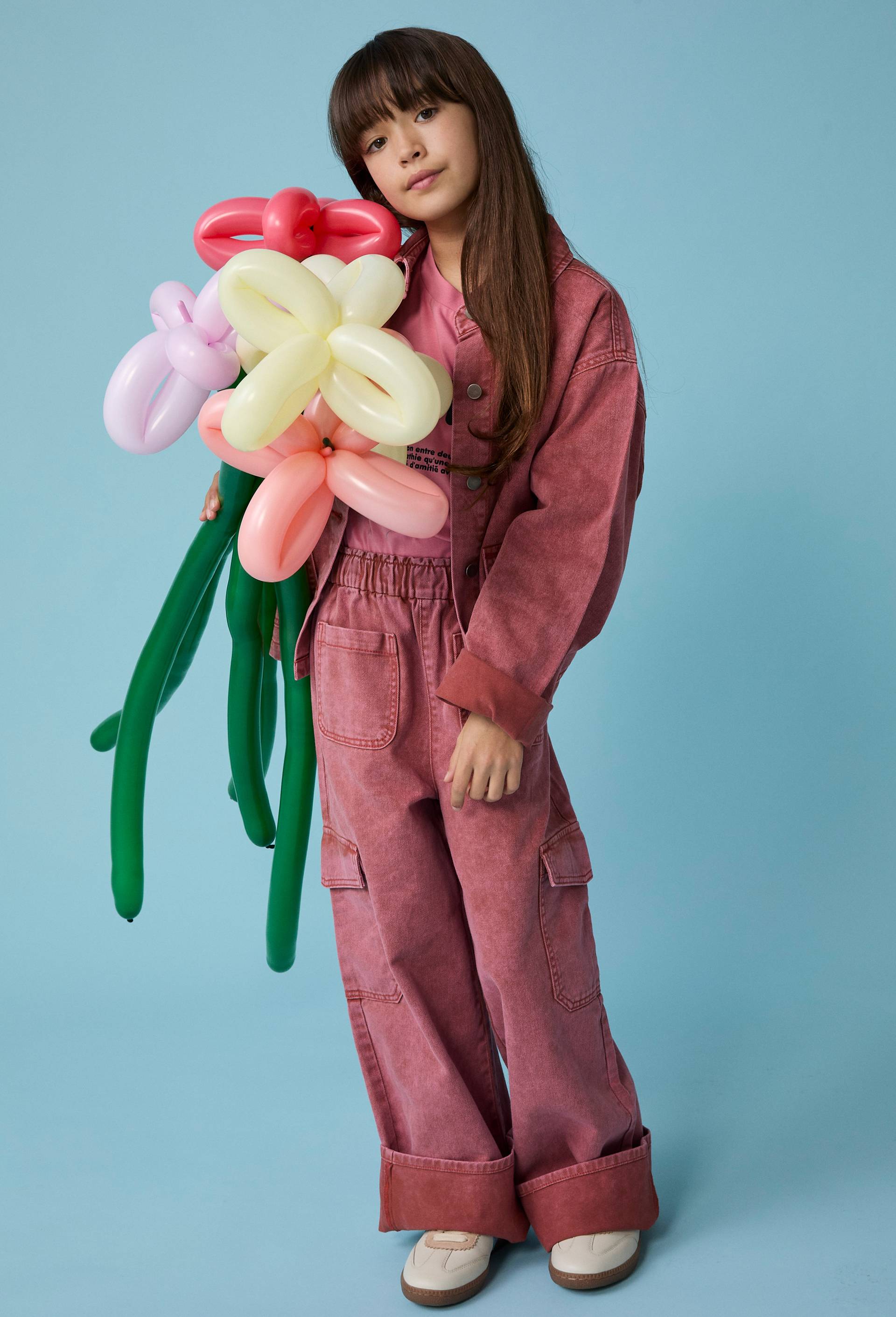 Pantalon cargo uni en coton, Rose, large image number 1.0