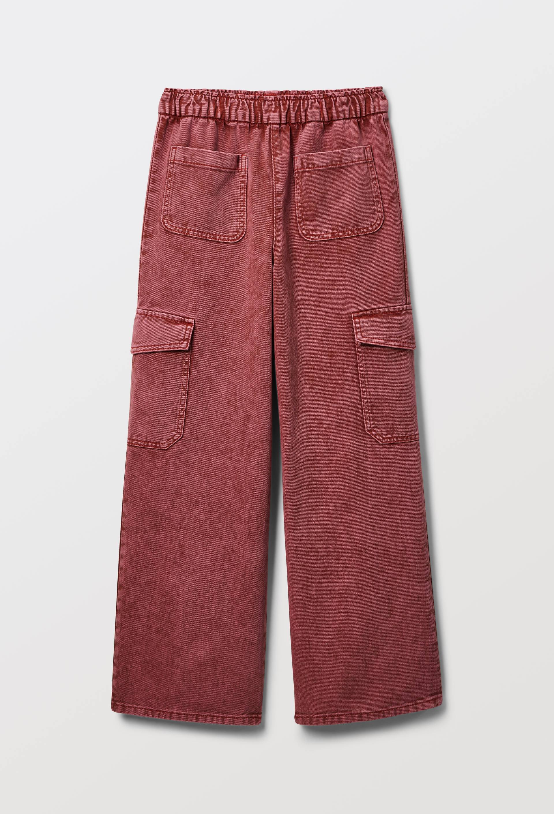 Pantalon cargo uni en coton, Rose, large image number 2