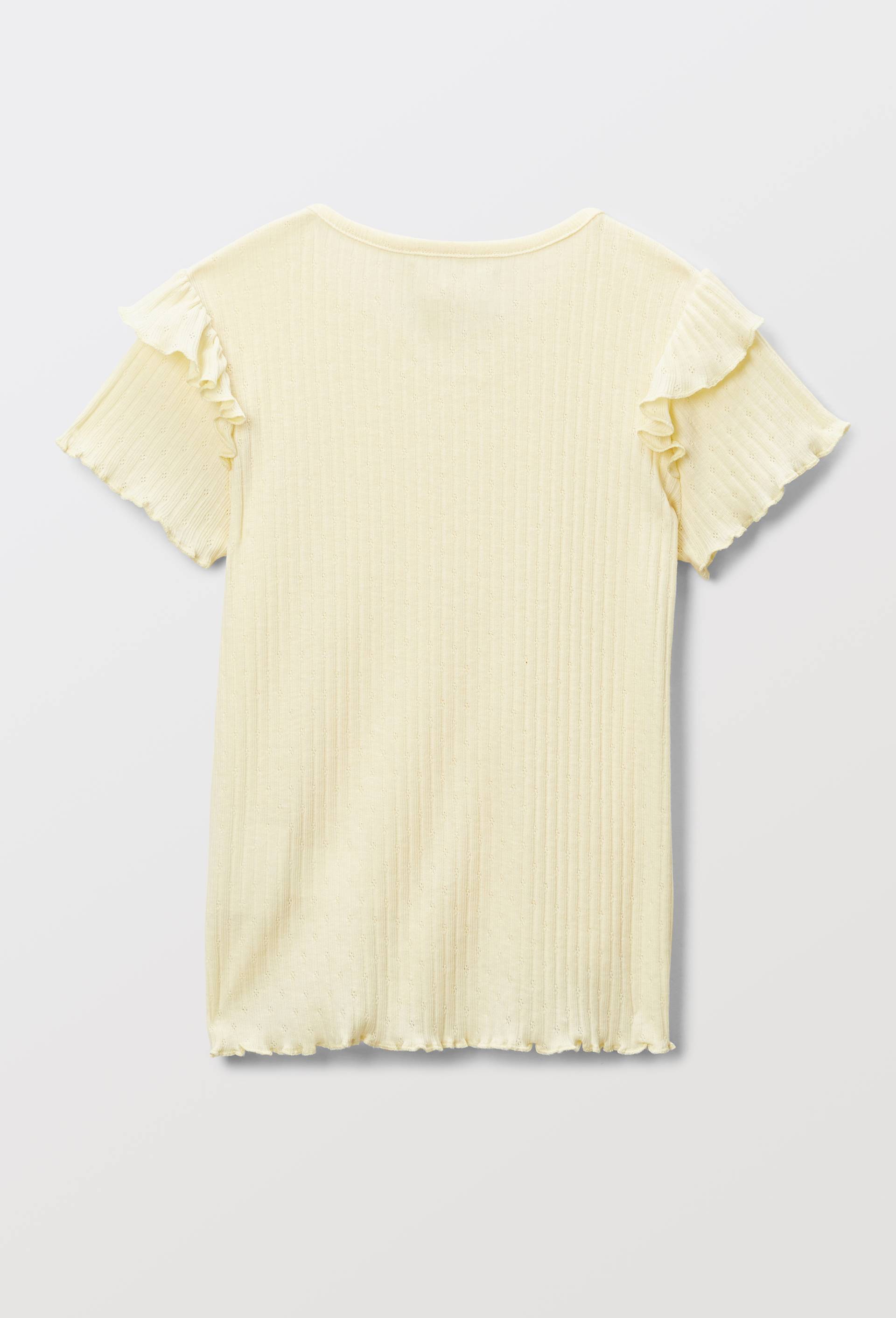 Tshirt manches courtes pointelle contenant du coton, Jaune clair, large image number 2.0