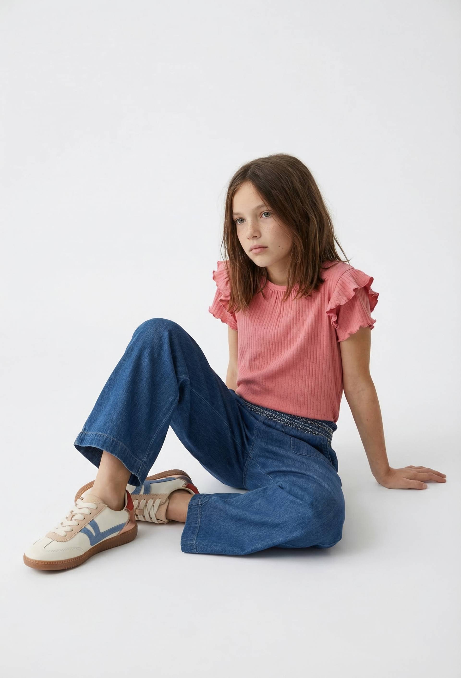 Tshirt manches courtes pointelle contenant du coton, Rose, large image number 0.0